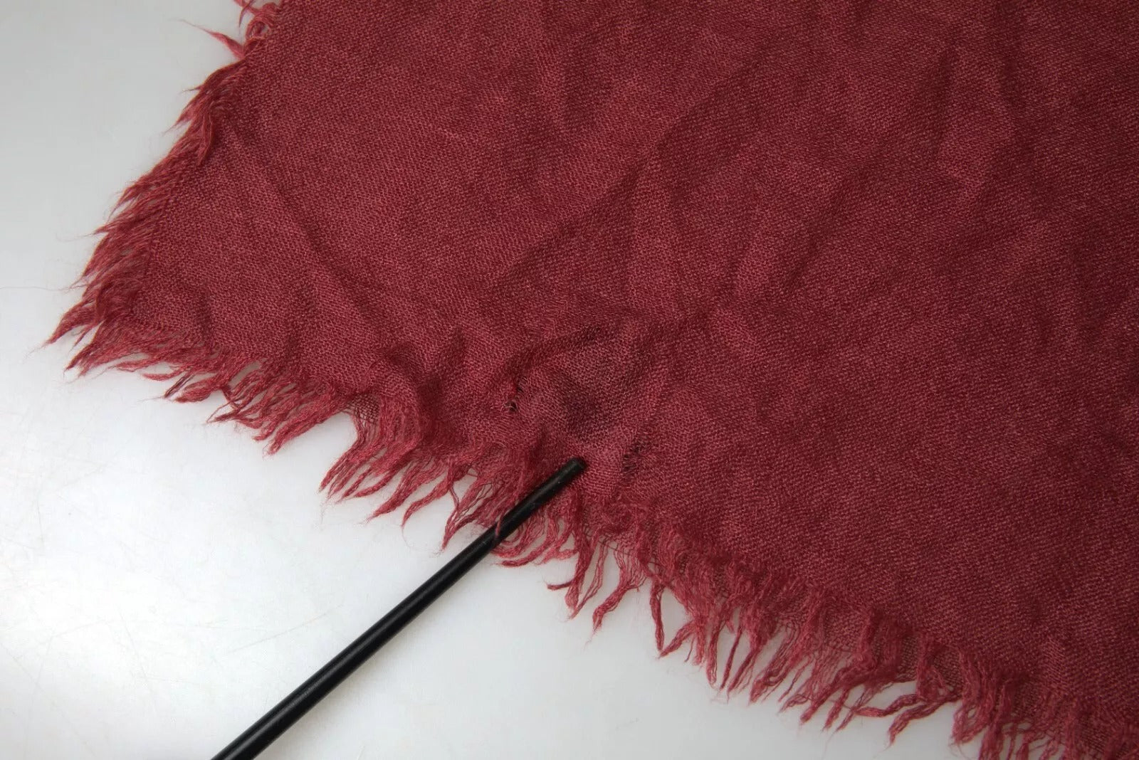 Dolce & Gabbana Maroon Cashmere Knit Wrap Shawl Fringe Scarf | Regal Royce