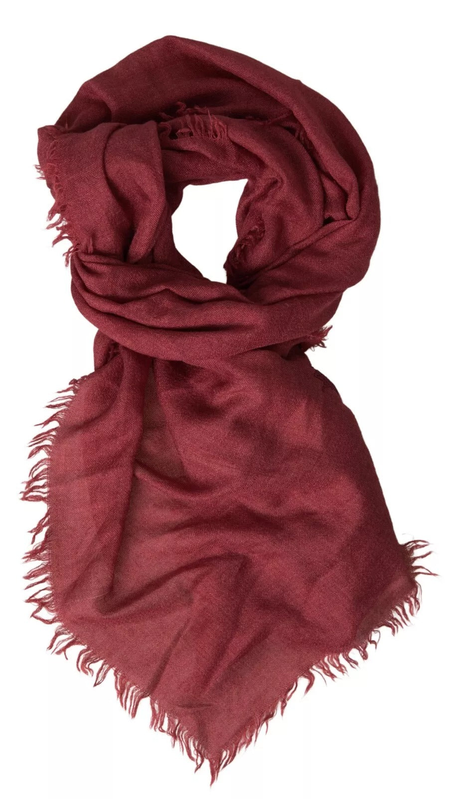 Dolce & Gabbana Maroon Cashmere Knit Wrap Shawl Fringe Scarf | Regal Royce