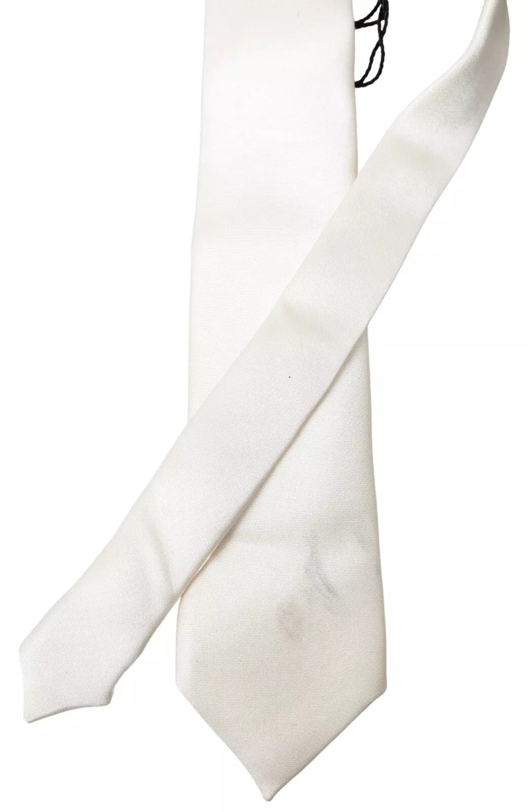 Dolce & Gabbana Off White Satin Silk Classic Men Necktie | Regal Royce