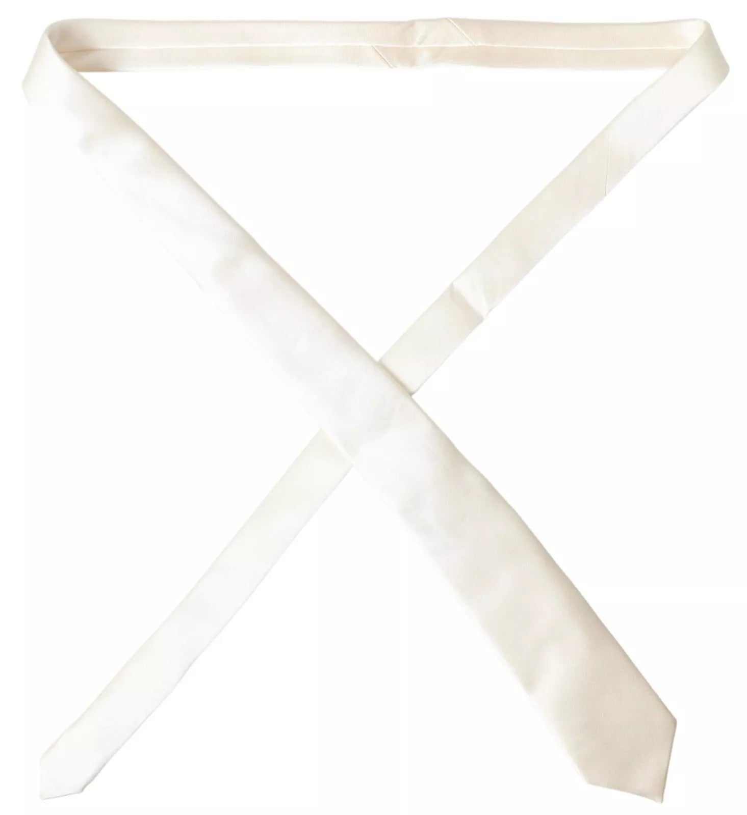 Dolce & Gabbana Off White Satin Silk Classic Men Necktie | Regal Royce