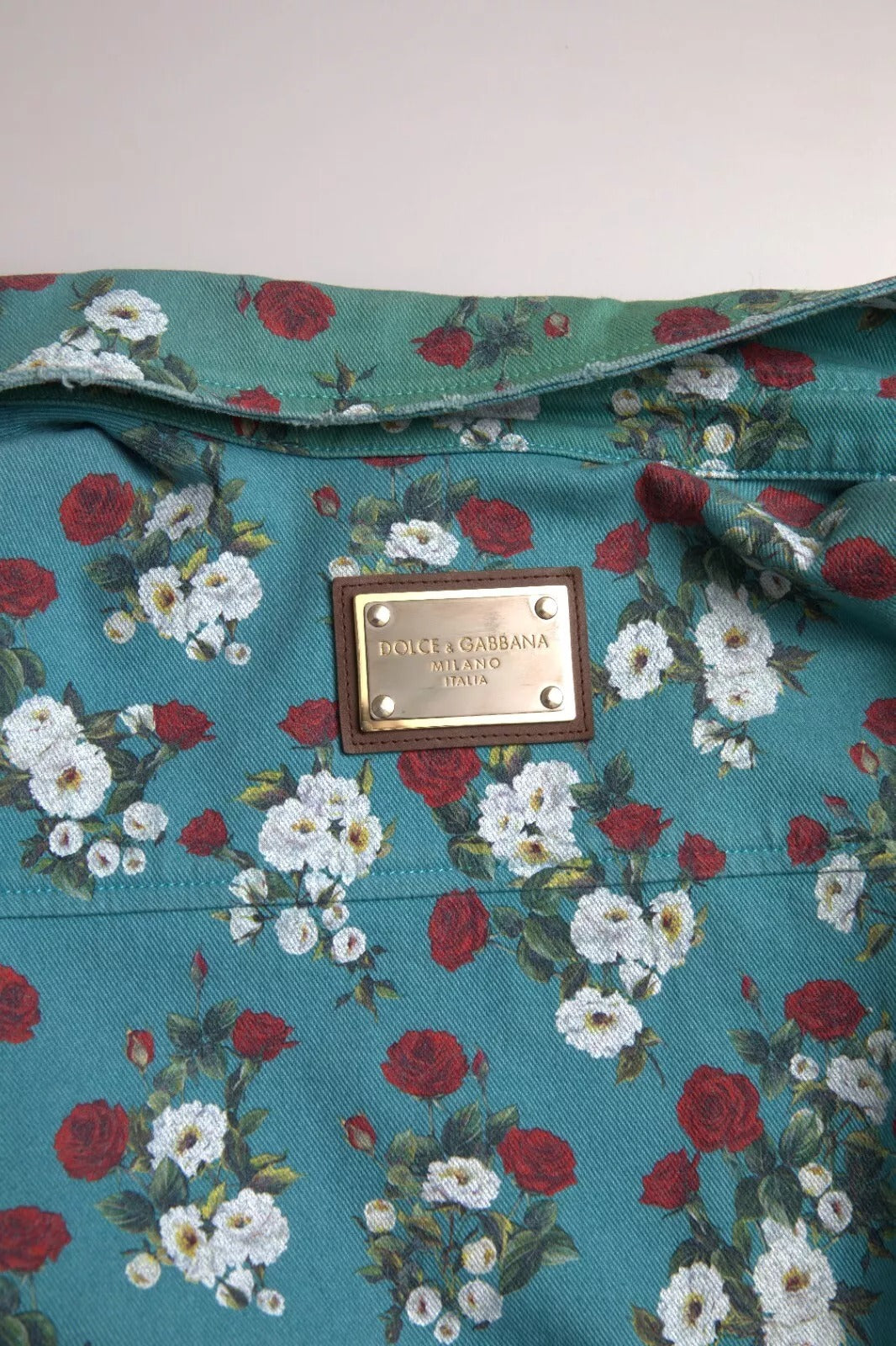 Dolce & Gabbana Blue Floral Cotton Button Down Denim Shirt | Regal Royce