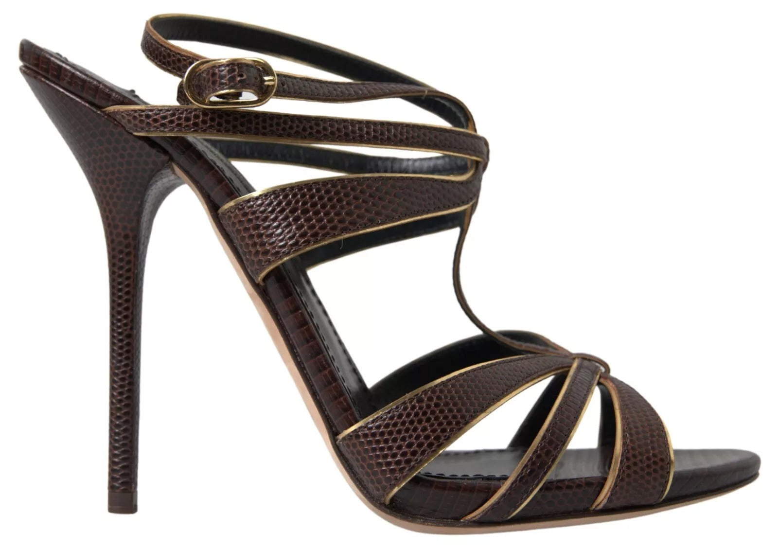 Dolce & Gabbana Brown Ankle Strap Stiletto Heels Sandals Shoes | Regal Royce