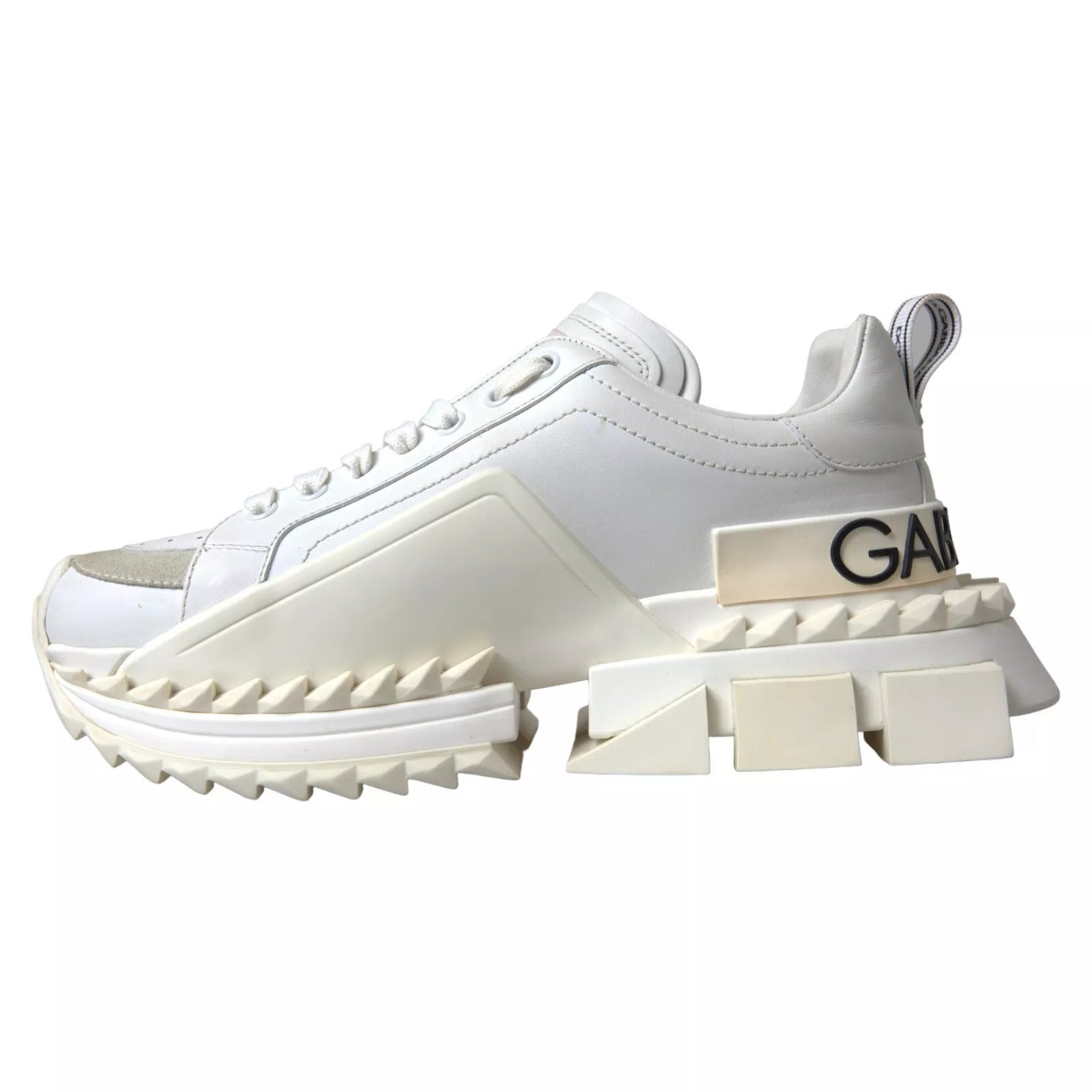 Dolce & Gabbana White Leather Super Queen Women Sneakers | Regal Royce