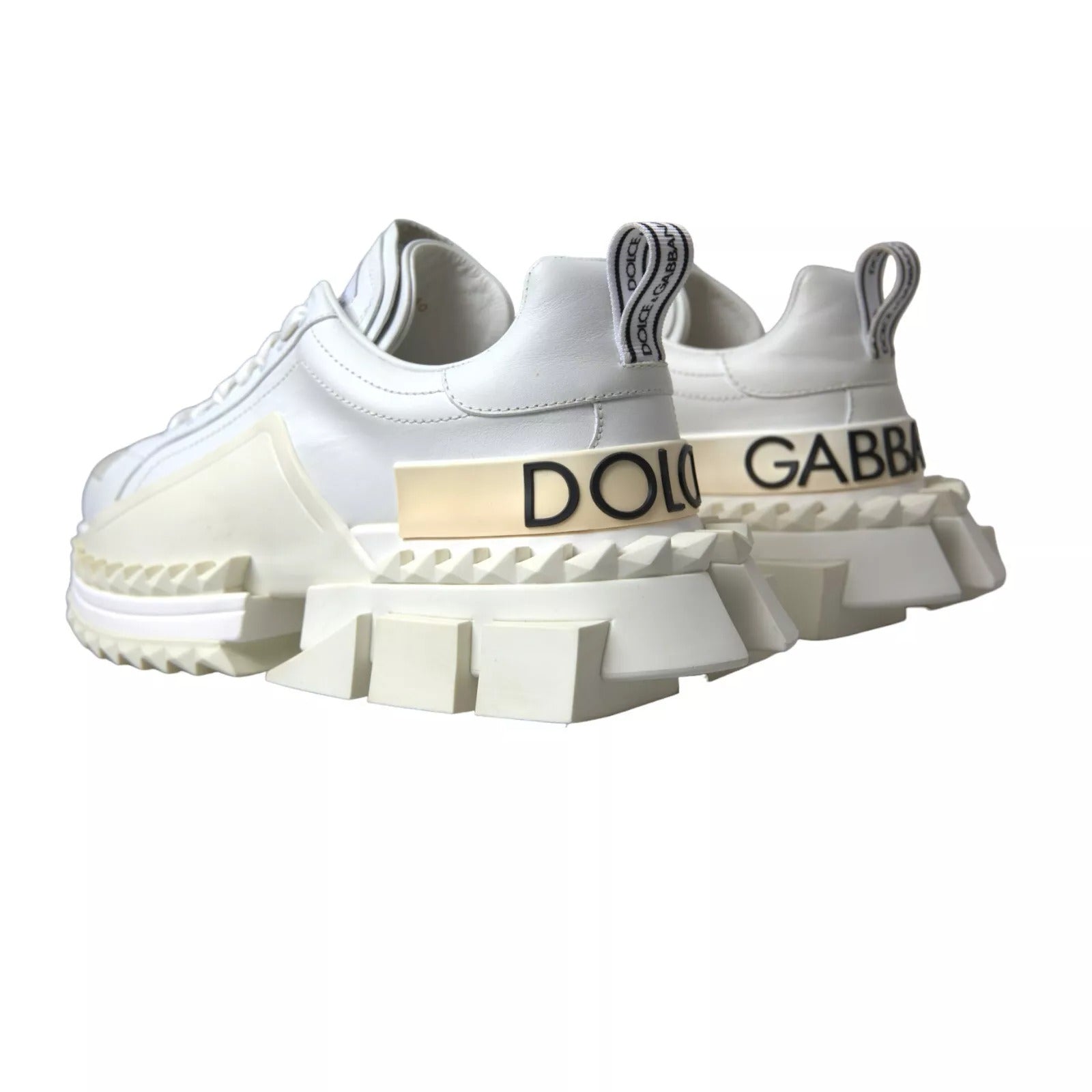 Dolce & Gabbana White Leather Super Queen Women Sneakers | Regal Royce
