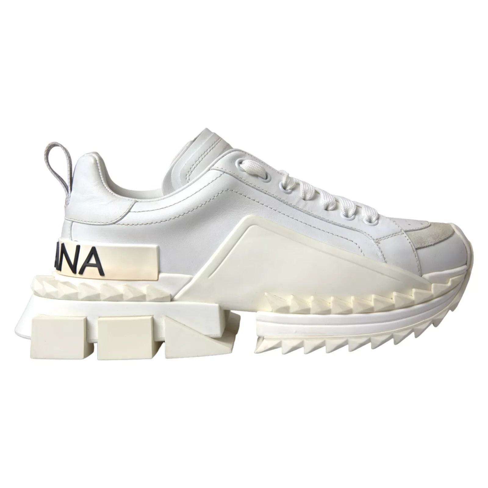Dolce & Gabbana White Leather Super Queen Women Sneakers | Regal Royce