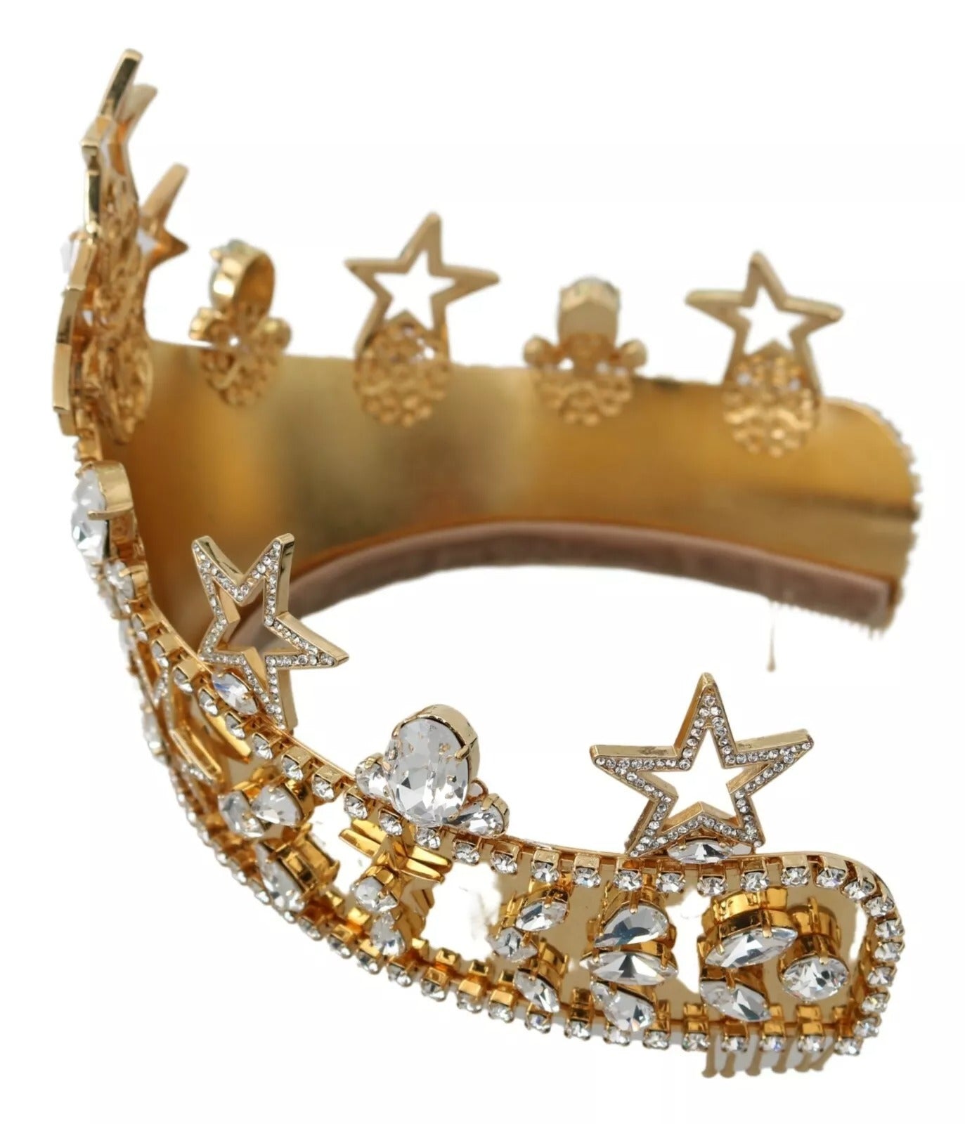 Dolce & Gabbana Gold Crystal Star STRASS Crown Logo Tiara Diadem | Regal Royce