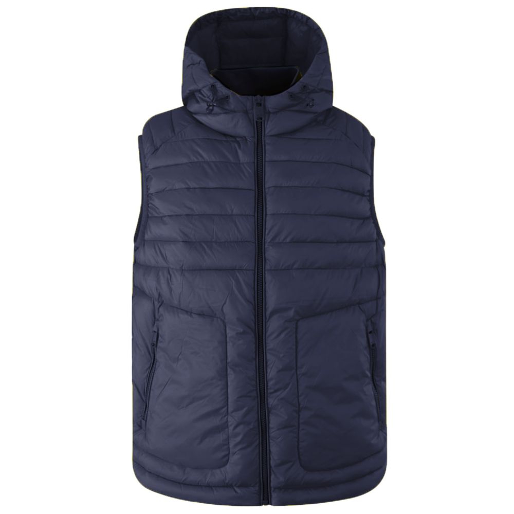 Yes Zee Blue Nylon Sleveless Jacket