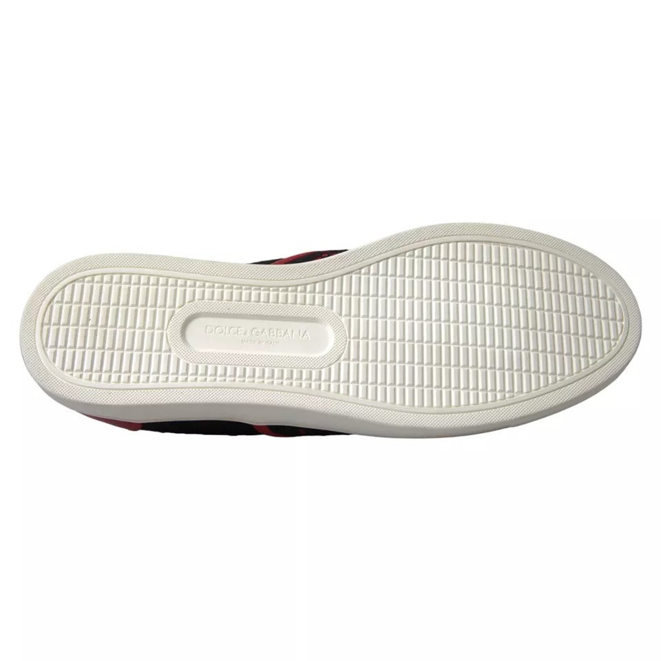 Dolce & Gabbana Black Red Lace Slip On Low Top Sneakers Shoes | Regal Royce