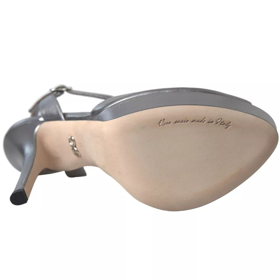 Dolce & Gabbana Silver Leather Platform Heels Sandals Shoes | Regal Royce