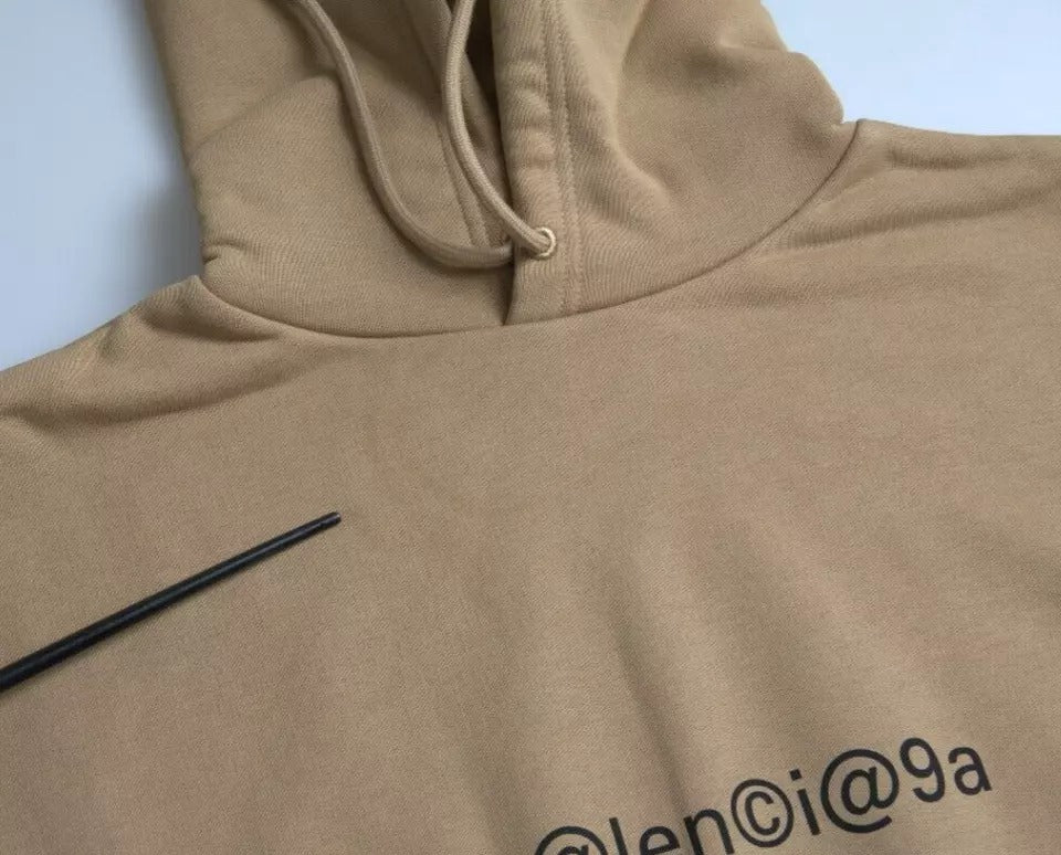 Balenciaga Brown Cotton Symbolic Molleton Bouclette Hooded Sweater | Regal Royce