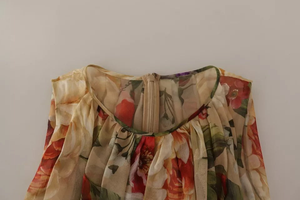 Dolce & Gabbana Beige Floral Sleeveless Round Neck Mini Dress | Regal Royce