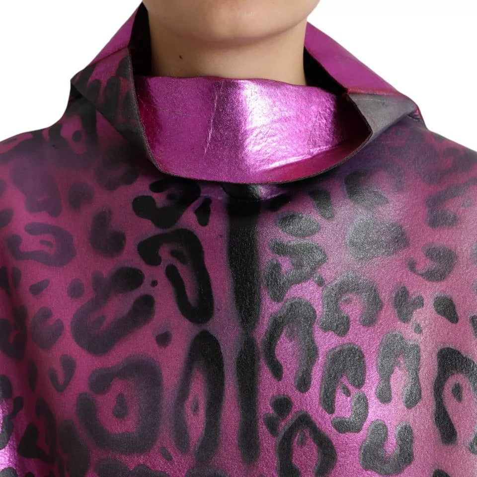 Dolce & Gabbana Pink Leopard Print Polyester Shift Midi Dress | Regal Royce