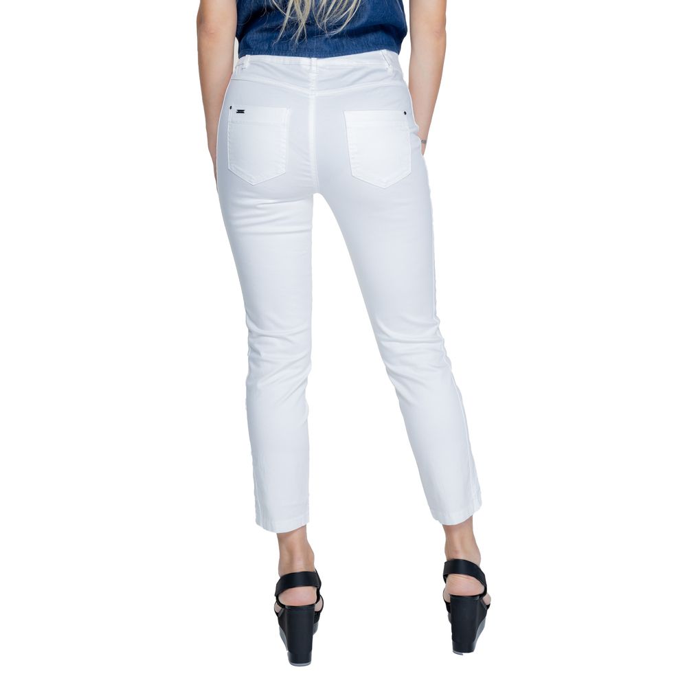Street One White Cotton Casual Pants | Regal Royce