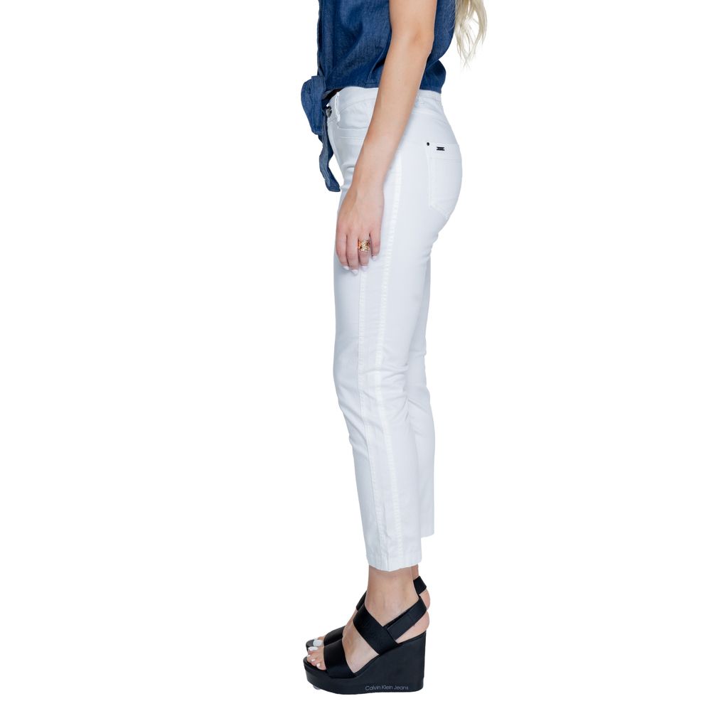 Street One White Cotton Casual Pants | Regal Royce