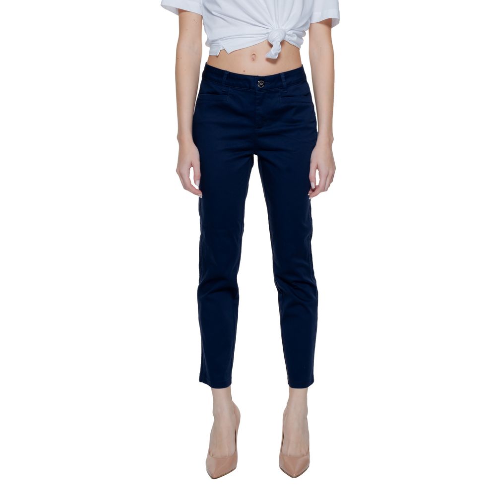 Street One Blue Cotton Casual Pants | Regal Royce