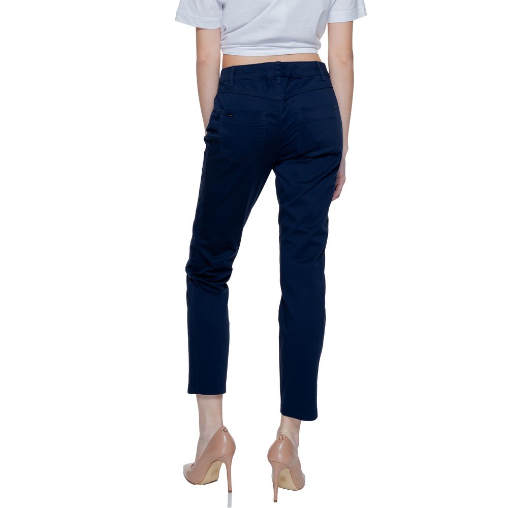 Street One Blue Cotton Casual Pants | Regal Royce
