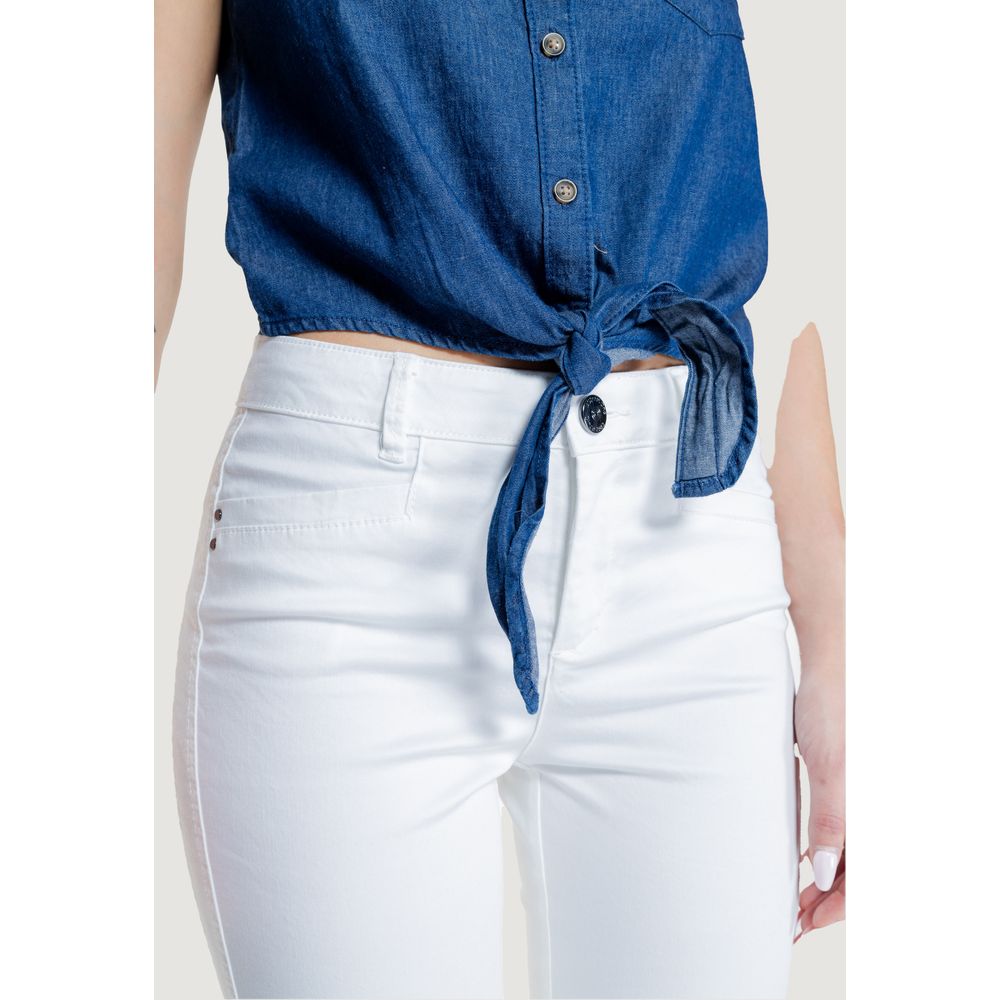 Street One White Cotton Casual Pants | Regal Royce