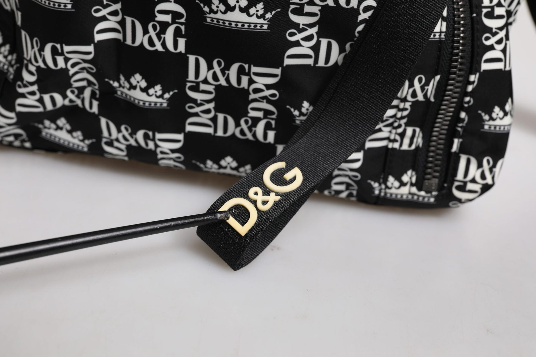 Dolce & Gabbana Black White Crown Printed Nylon School Backpack Bag | Regal Royce