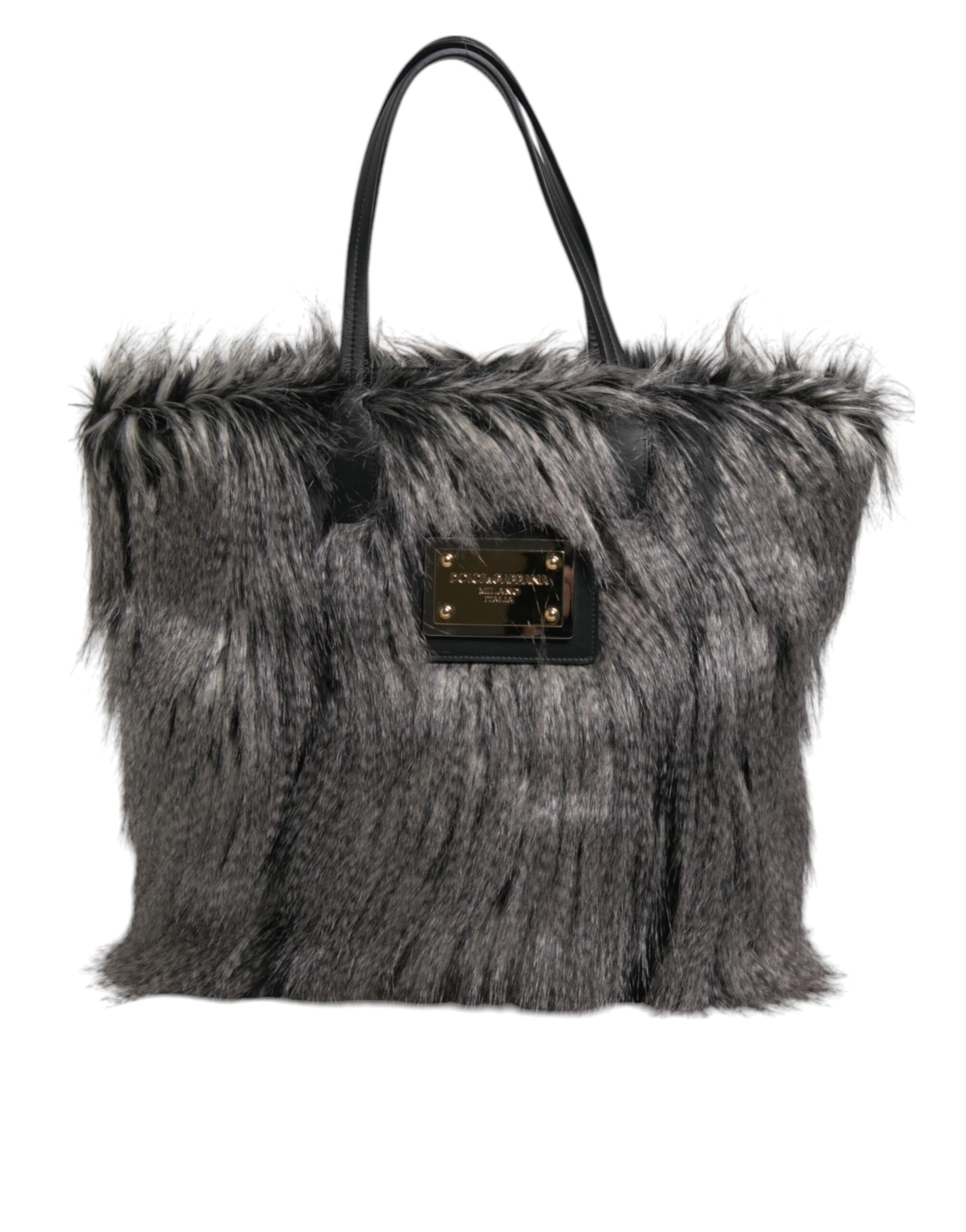 Dolce & Gabbana Black Oversize Faux Fur Shopping Tote Bag | Regal Royce