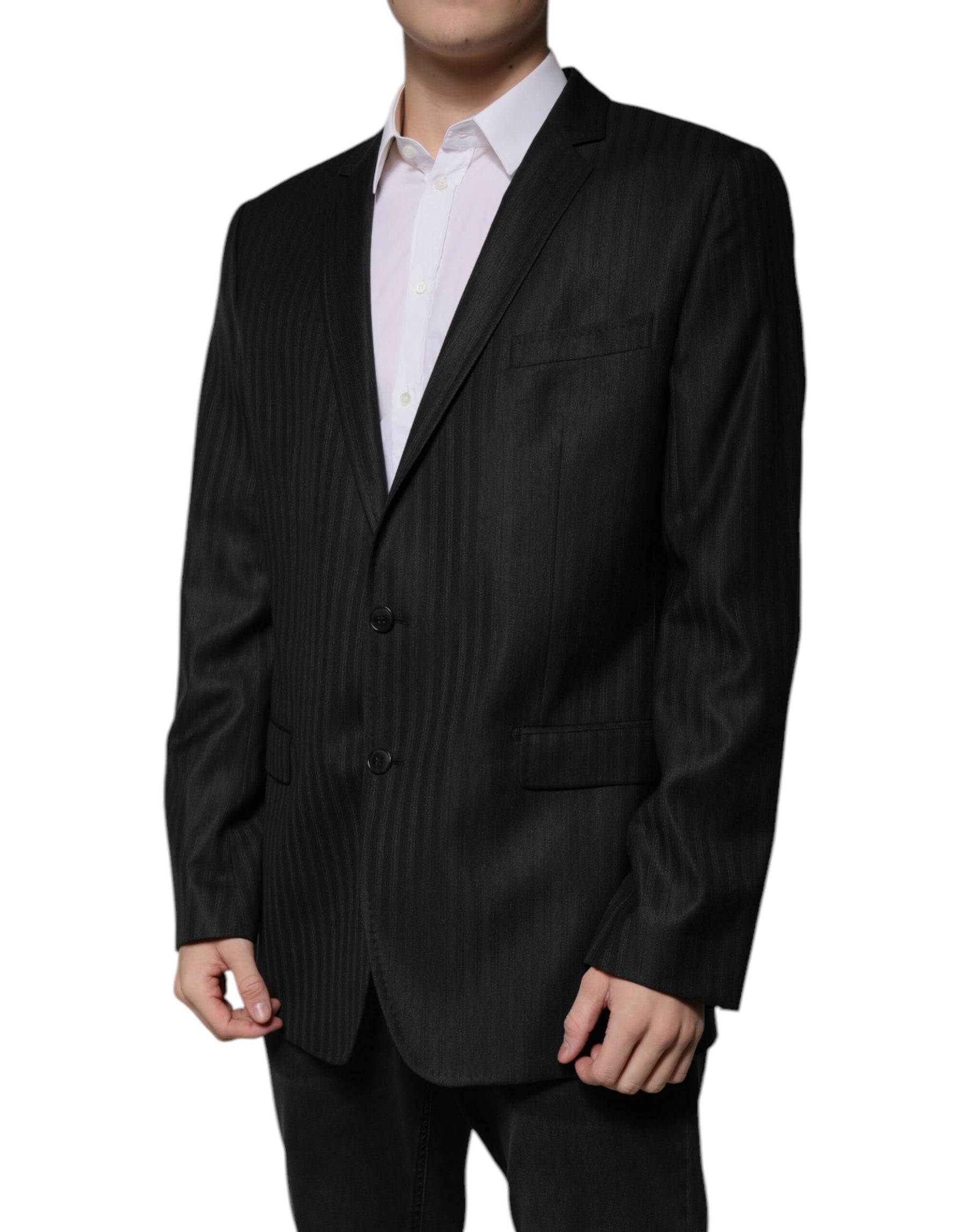 Dolce & Gabbana Black Stripe Wool Single Breasted Blazer | Regal Royce