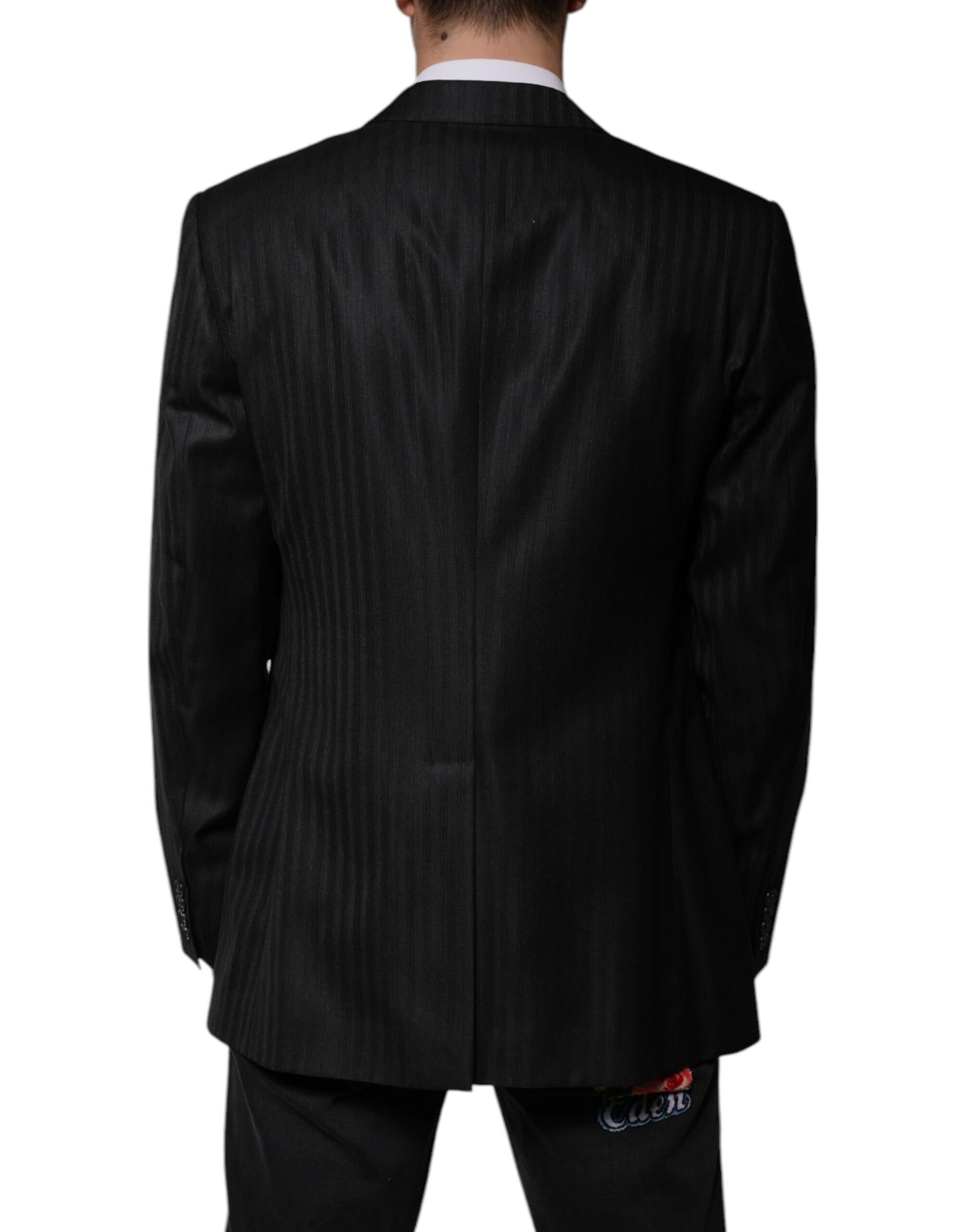 Dolce & Gabbana Black Stripe Wool Single Breasted Blazer | Regal Royce