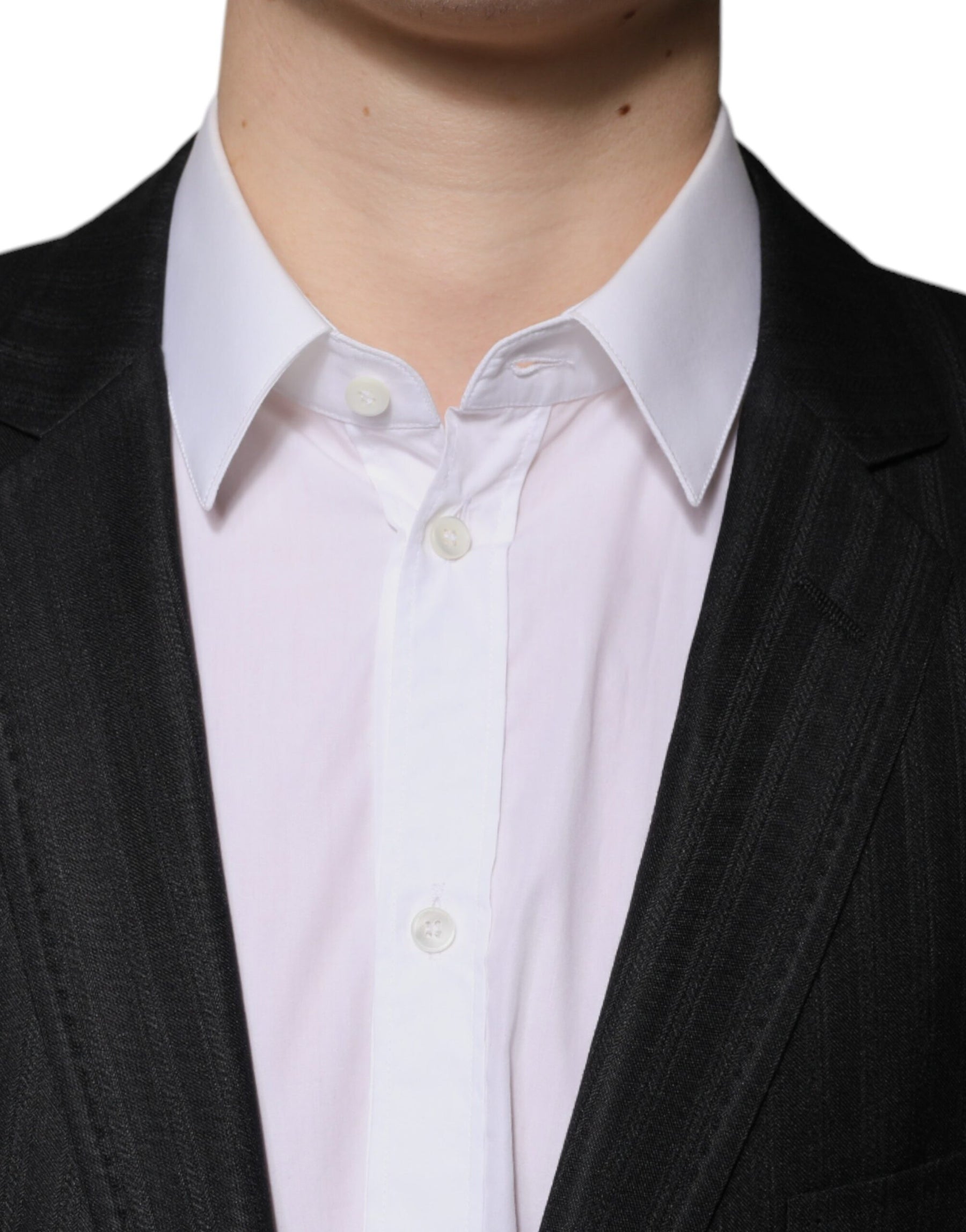 Dolce & Gabbana Black Stripe Wool Single Breasted Blazer | Regal Royce