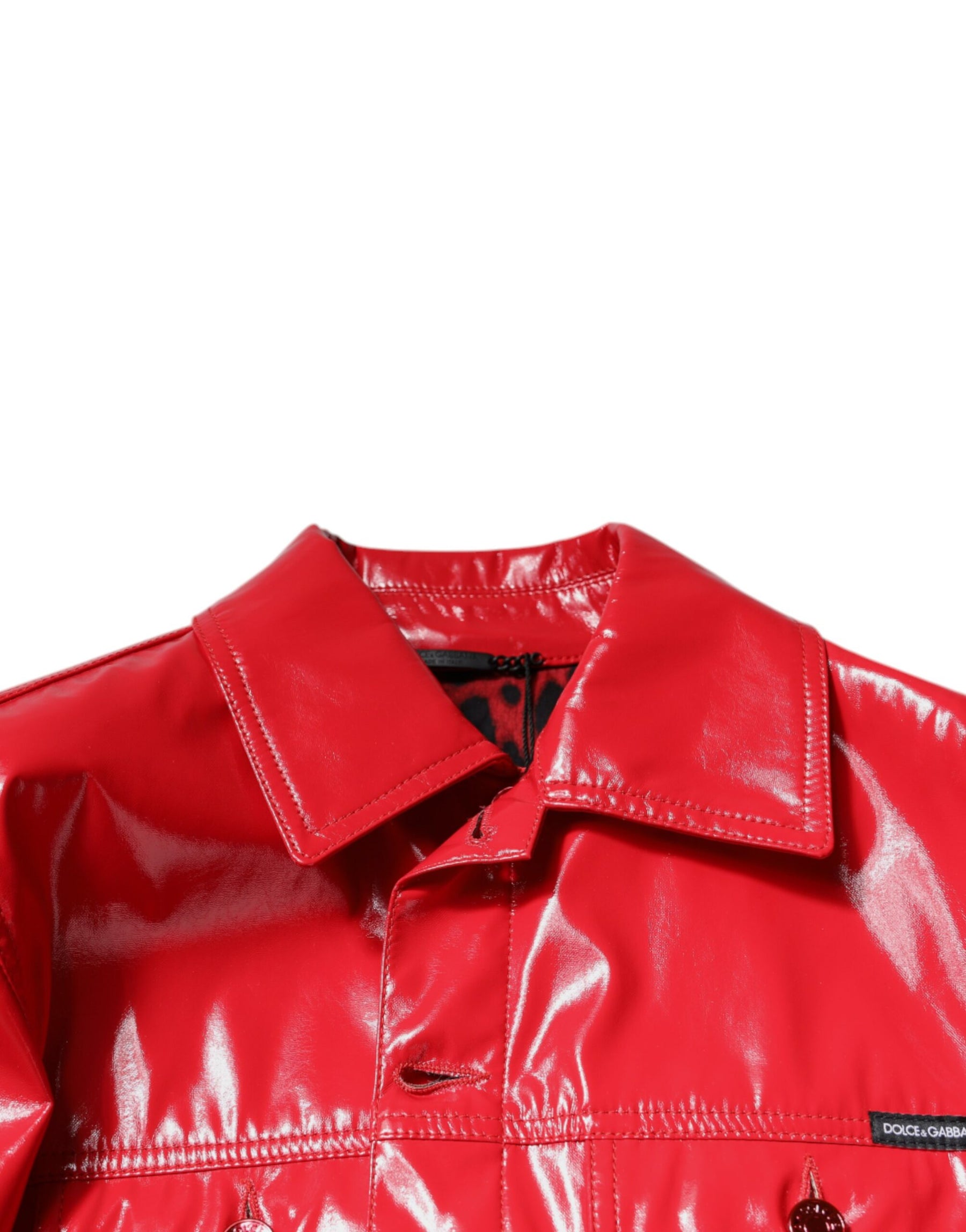 Dolce & Gabbana Red Polyester Button Down Collared Jacket | Regal Royce