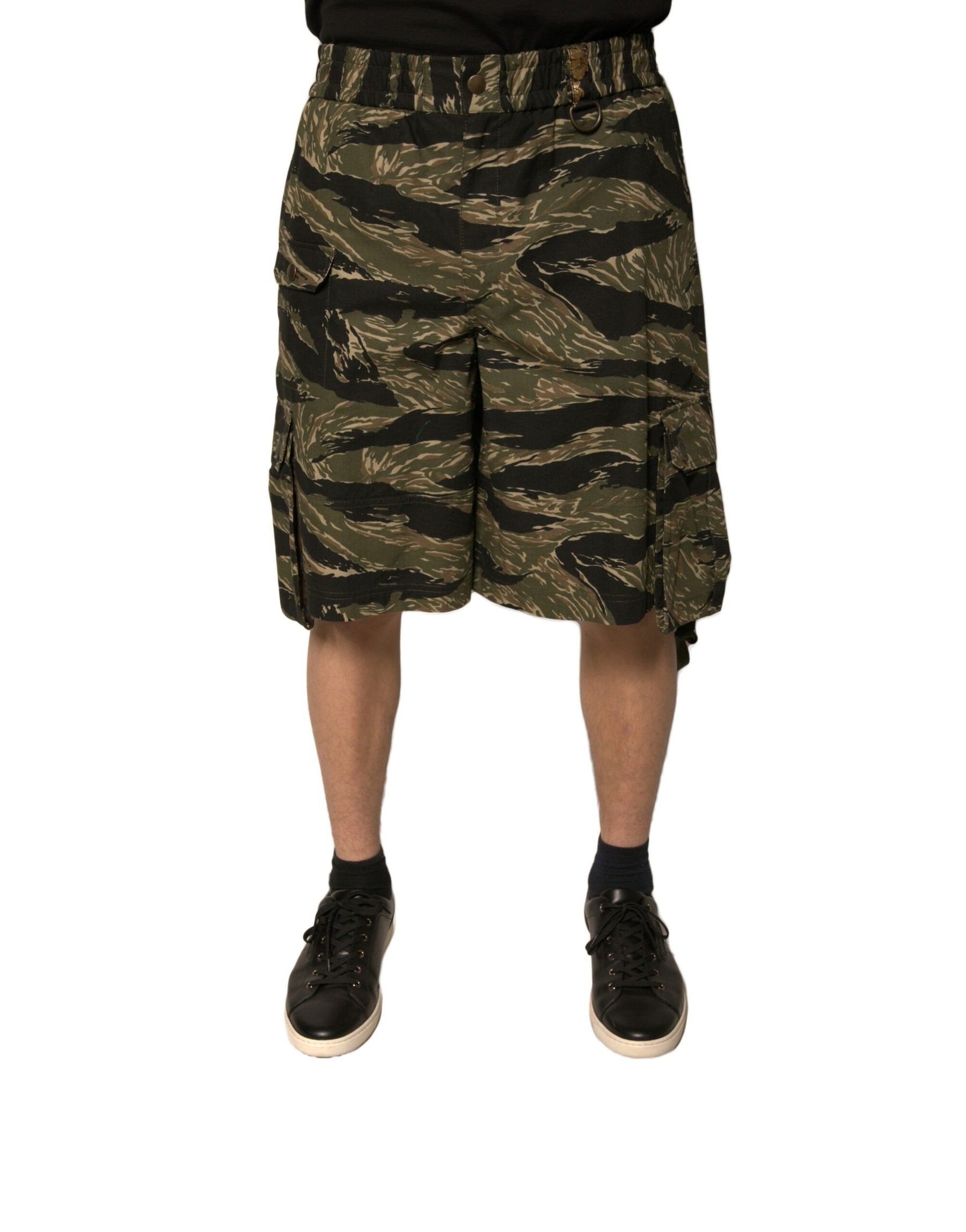 Dolce & Gabbana Black Gold Patterned Cotton Bermuda Shorts | Regal Royce