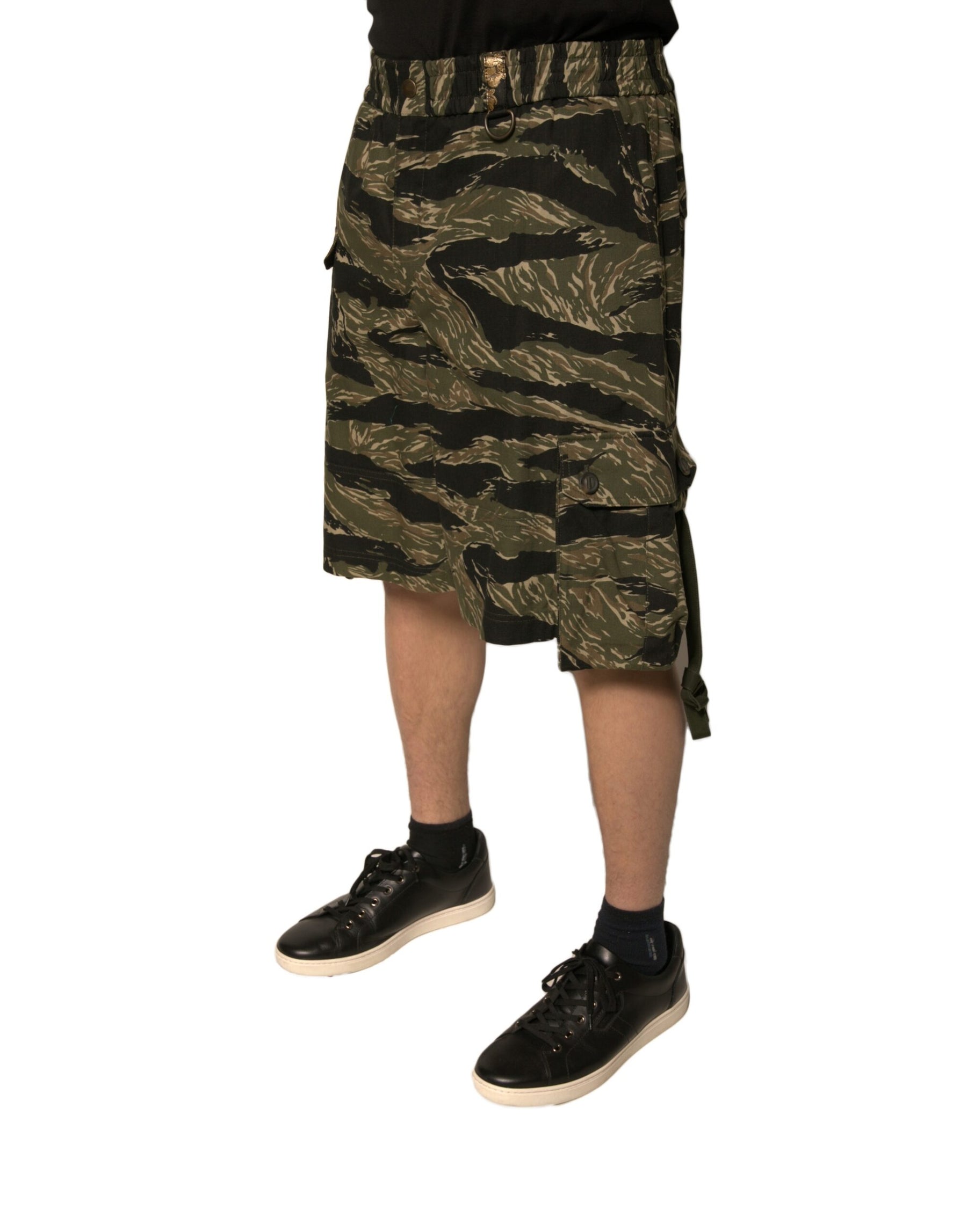 Dolce & Gabbana Black Gold Patterned Cotton Bermuda Shorts | Regal Royce