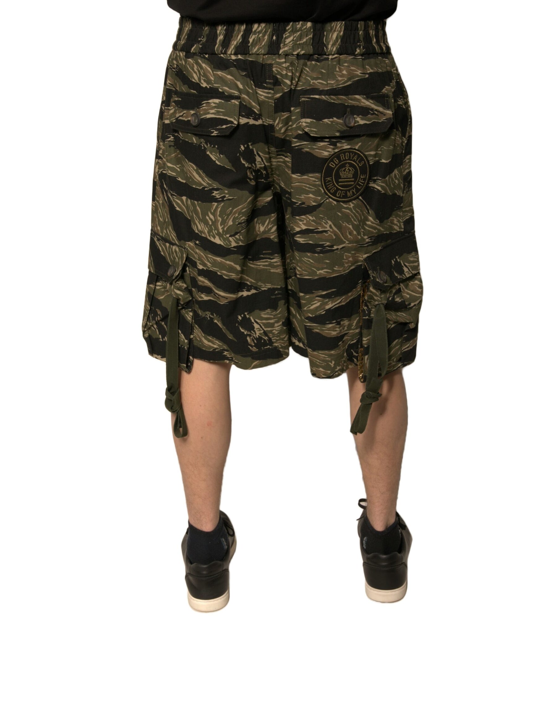 Dolce & Gabbana Black Gold Patterned Cotton Bermuda Shorts | Regal Royce