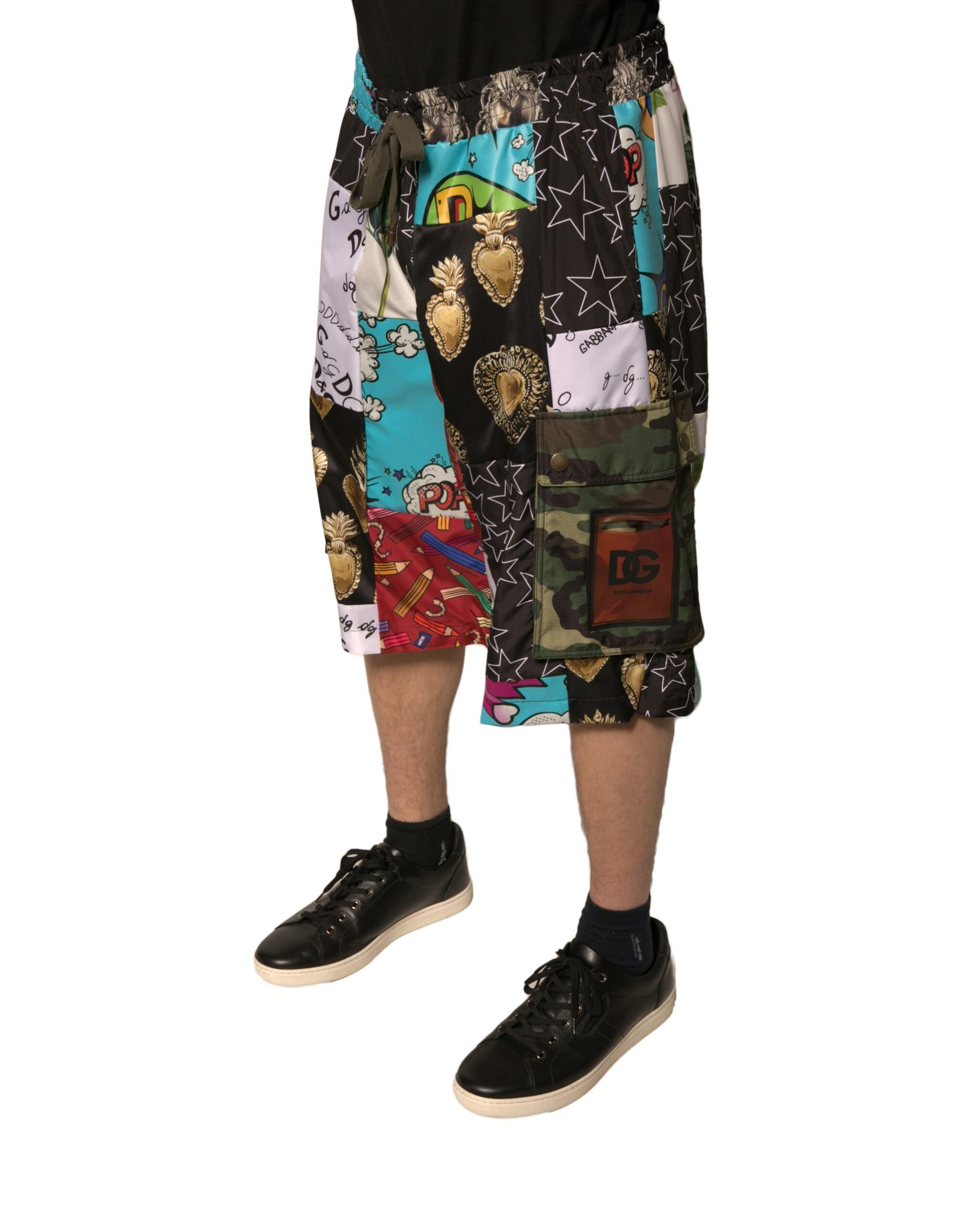 Dolce & Gabbana Multicolor Patchwork Cargo Bermuda Shorts | Regal Royce