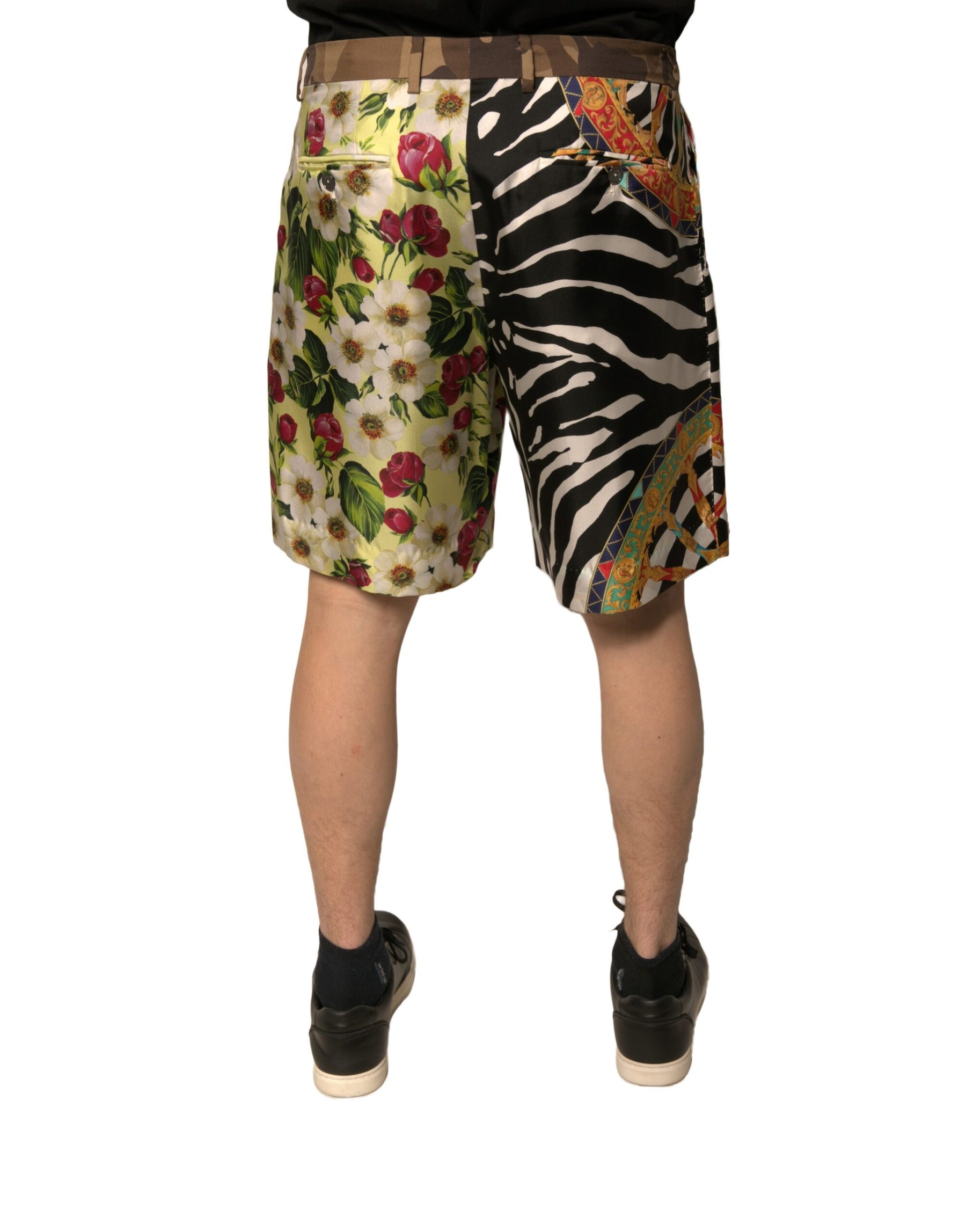 Dolce & Gabbana Multicolor Patchwork Silk Men Chino Shorts | Regal Royce