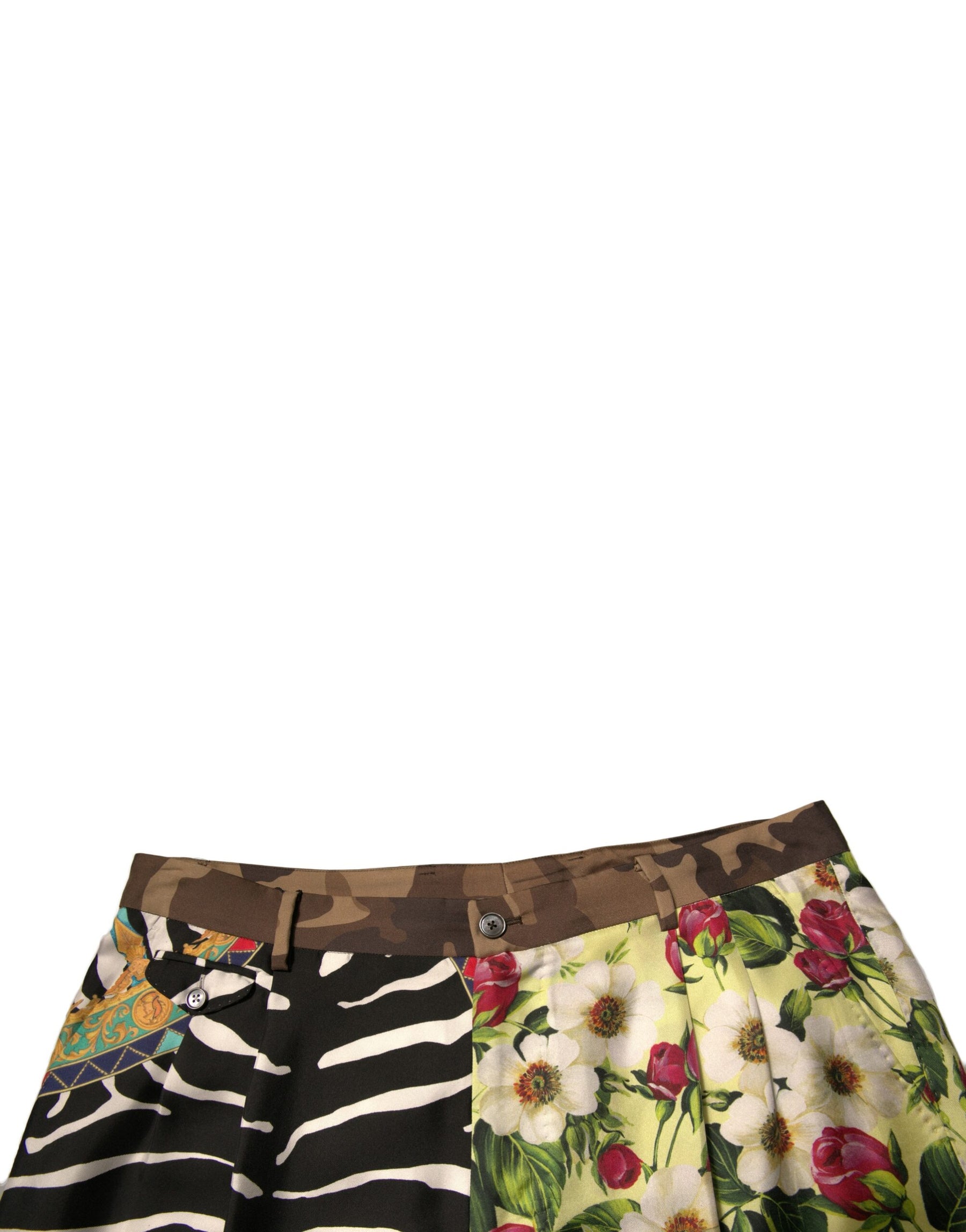 Dolce & Gabbana Multicolor Patchwork Silk Men Chino Shorts | Regal Royce