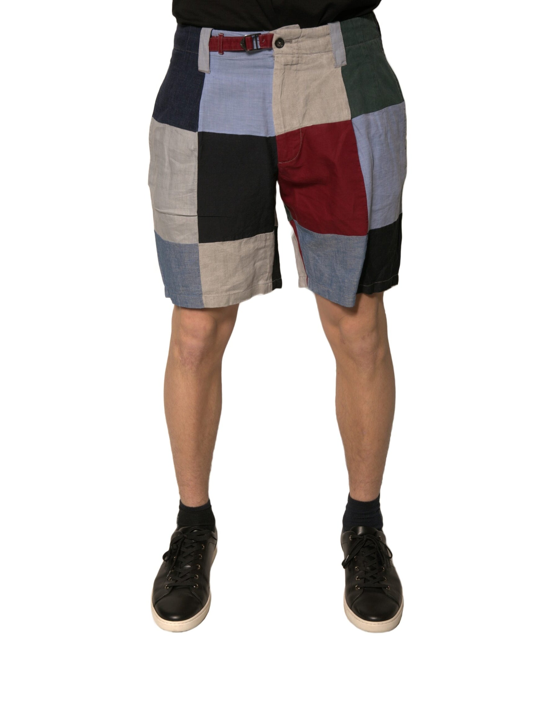 Dolce & Gabbana Multicolor Patchwork Linen Men Chino Shorts | Regal Royce