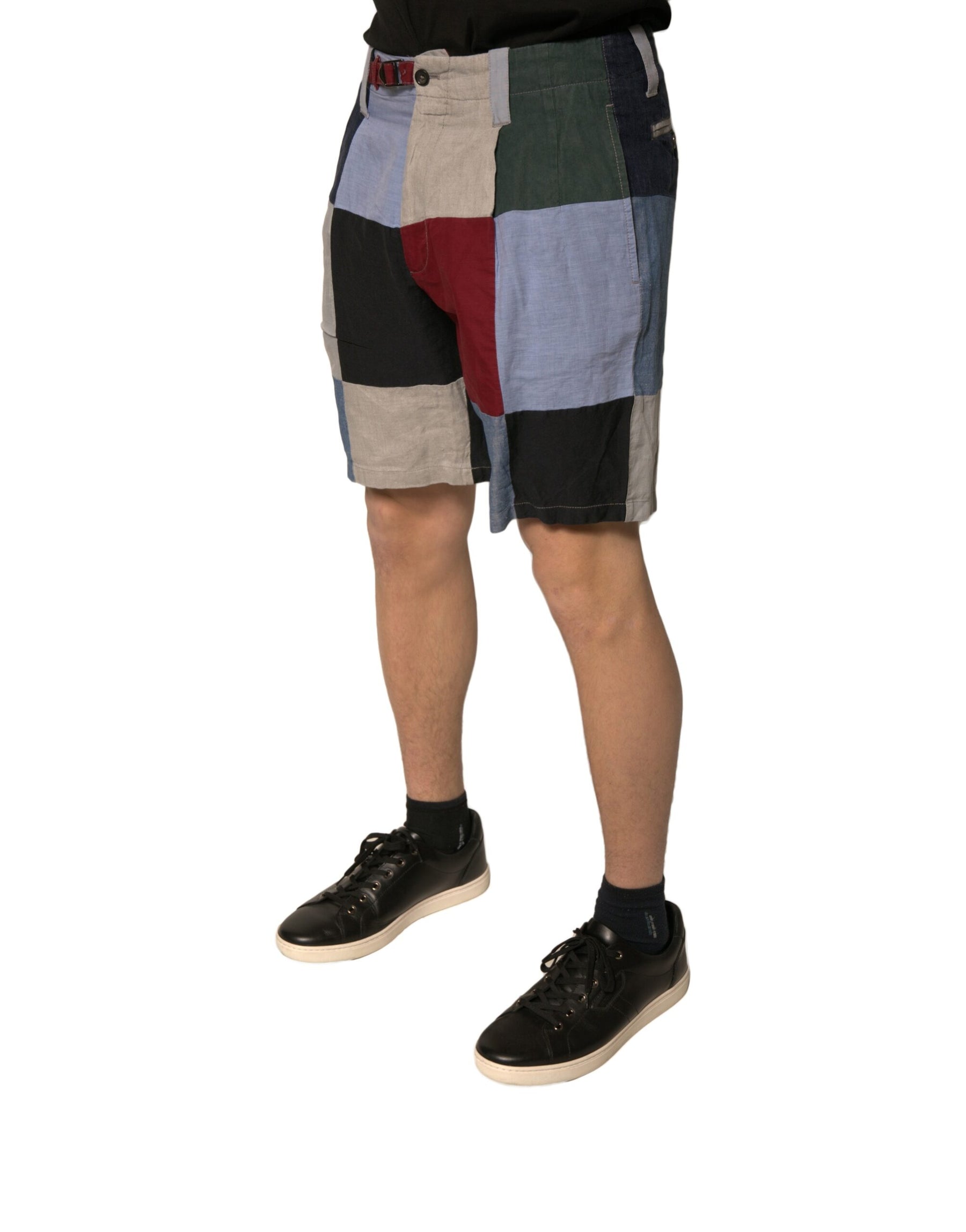 Dolce & Gabbana Multicolor Patchwork Linen Men Chino Shorts | Regal Royce