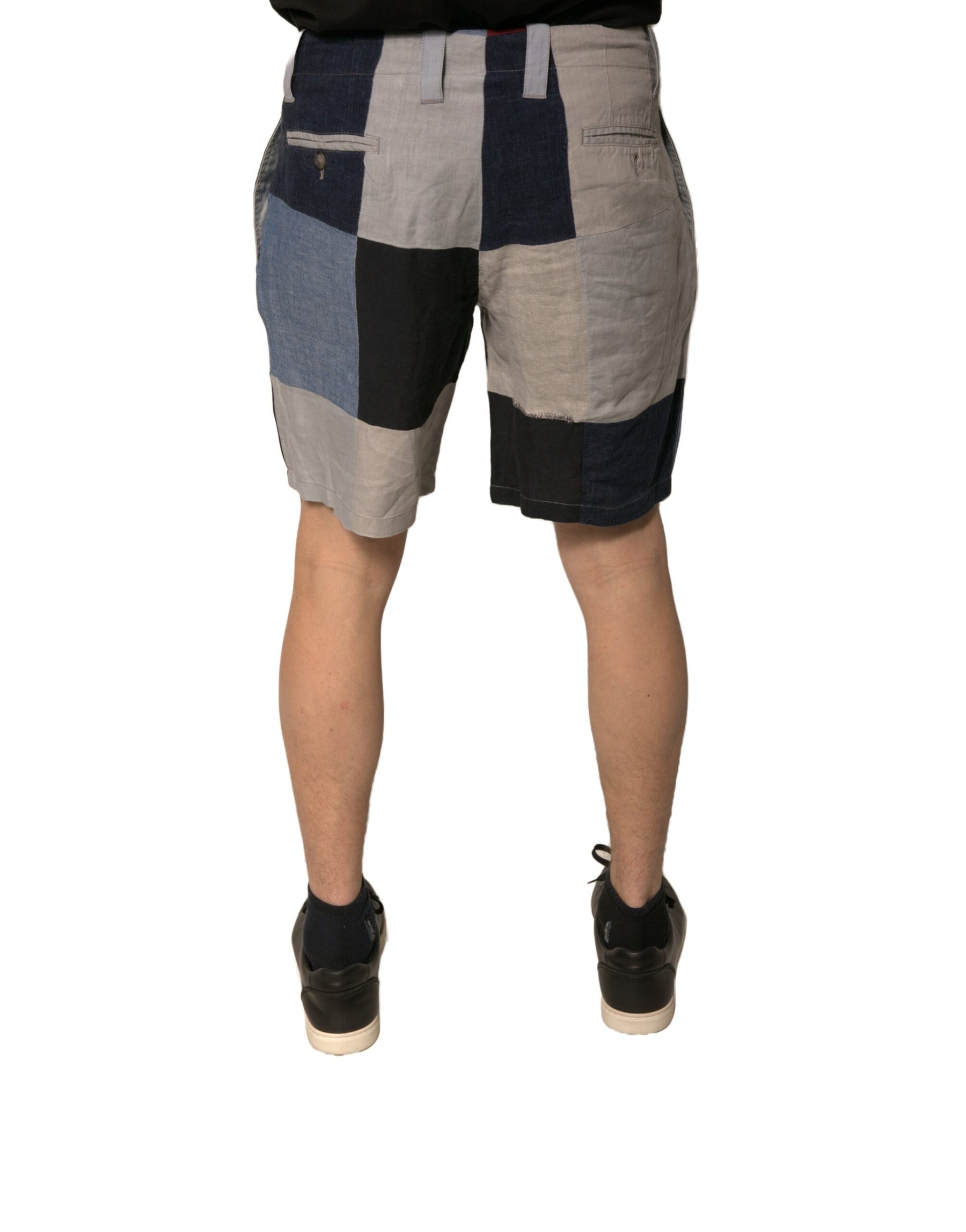 Dolce & Gabbana Multicolor Patchwork Linen Men Chino Shorts | Regal Royce
