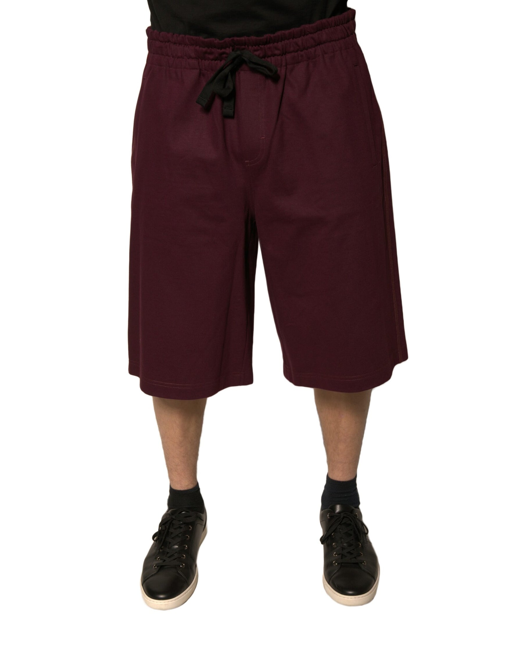Dolce & Gabbana Maroon Cotton Mid Waist Bermuda Shorts | Regal Royce