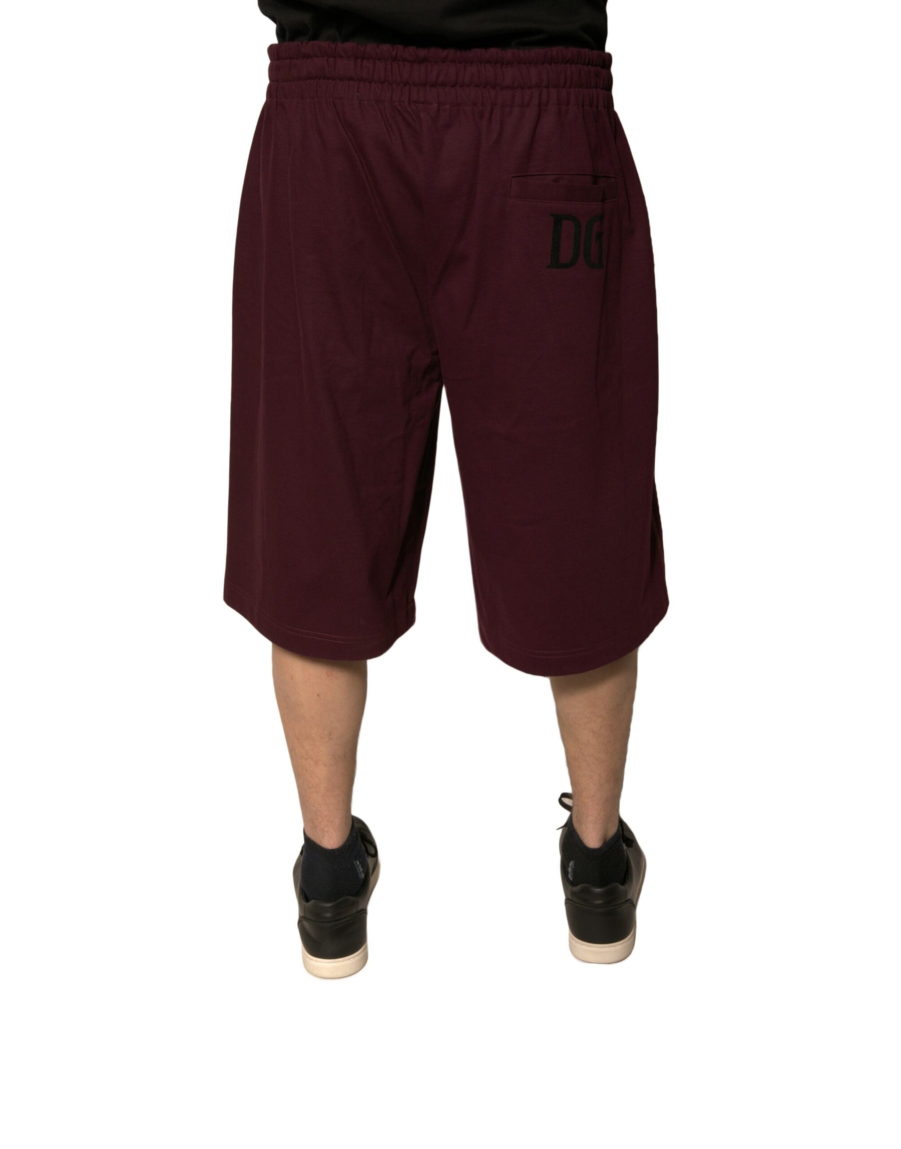 Dolce & Gabbana Maroon Cotton Mid Waist Bermuda Shorts | Regal Royce