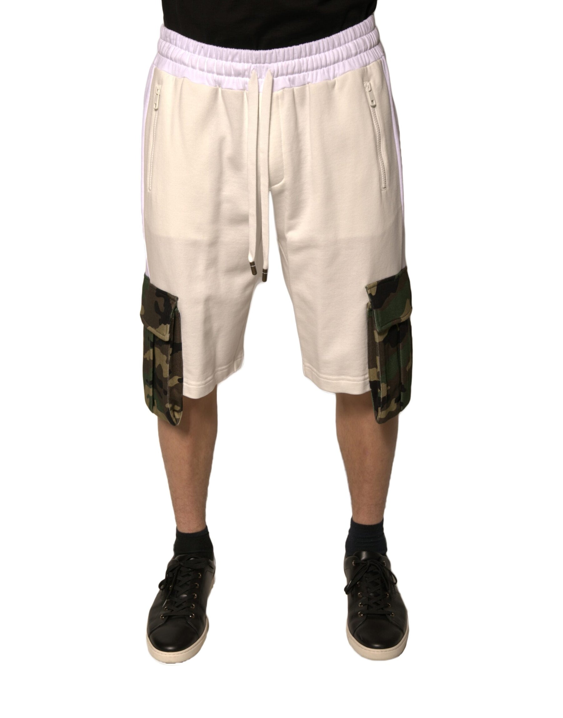 Dolce & Gabbana Beige Cotton Men Casual Cargo Bermuda Shorts | Regal Royce