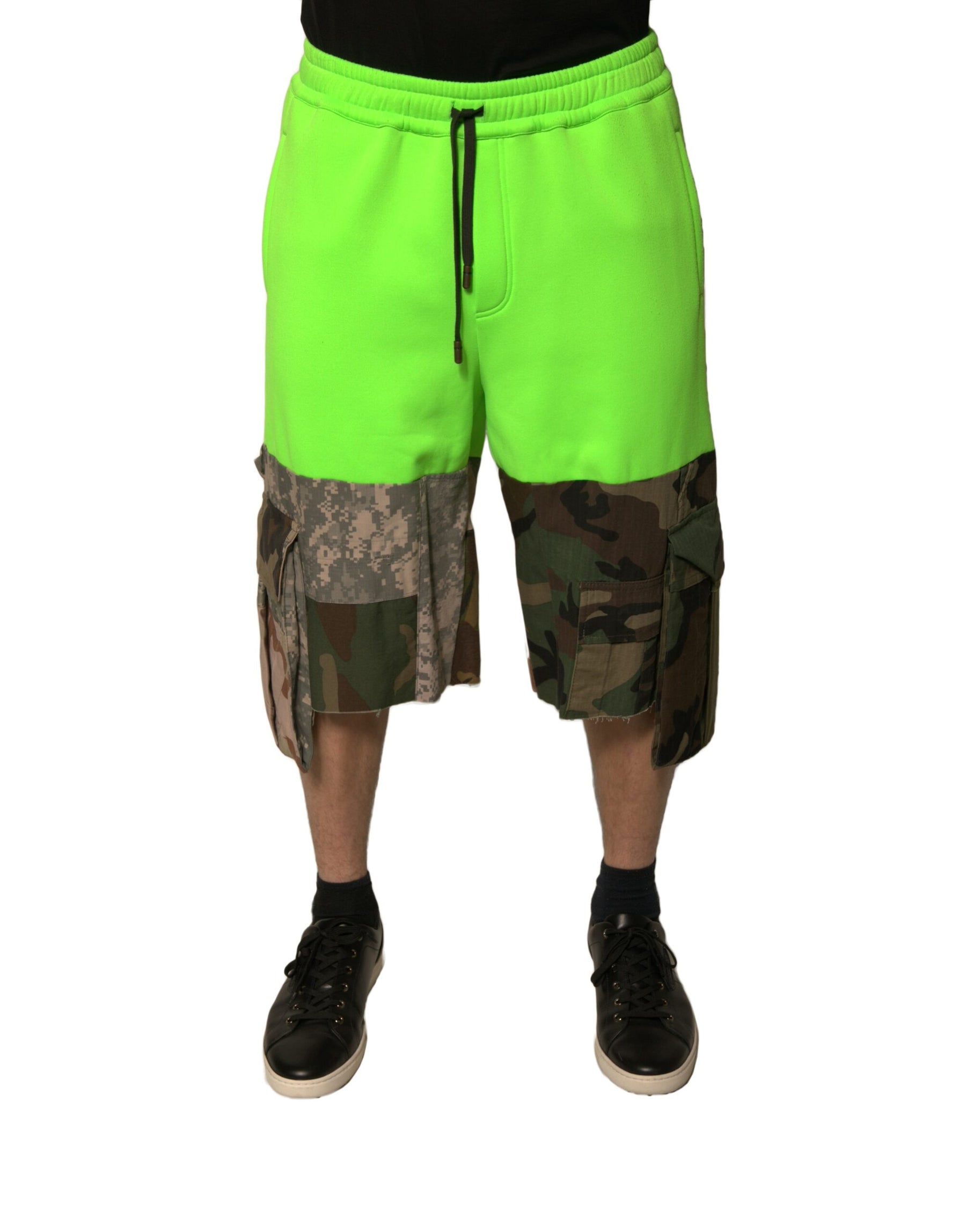 Dolce & Gabbana Green Patchwork Cargo Bermuda Shorts | Regal Royce