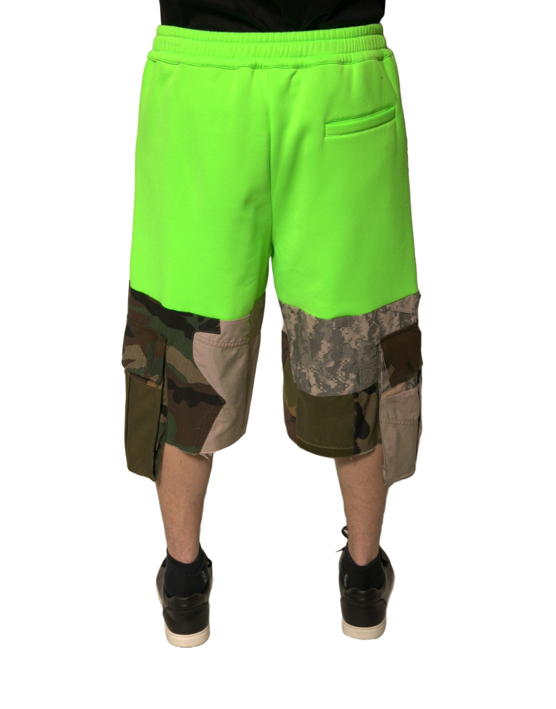 Dolce & Gabbana Green Patchwork Cargo Bermuda Shorts | Regal Royce