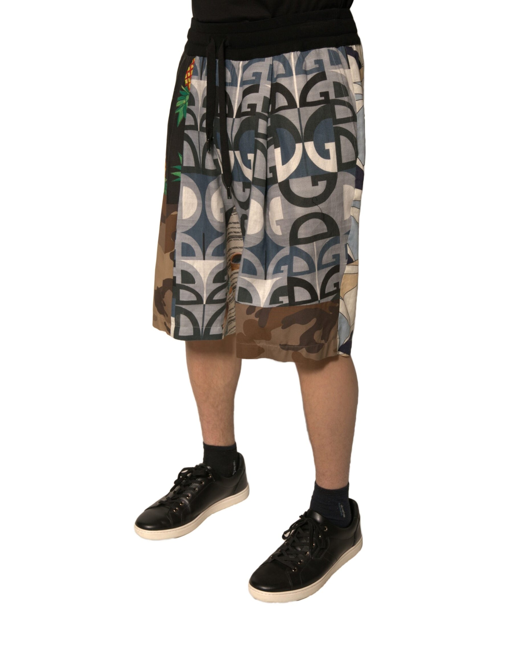 Dolce & Gabbana Multicolor Patchwork Linen Bermuda Shorts | Regal Royce
