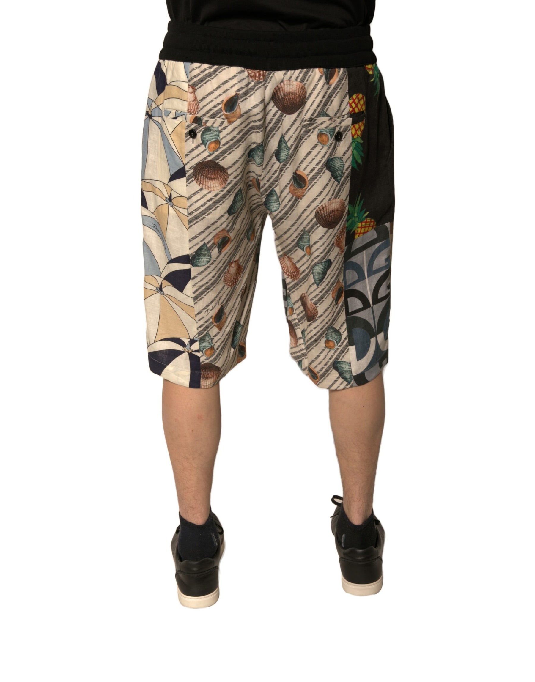 Dolce & Gabbana Multicolor Patchwork Linen Bermuda Shorts | Regal Royce