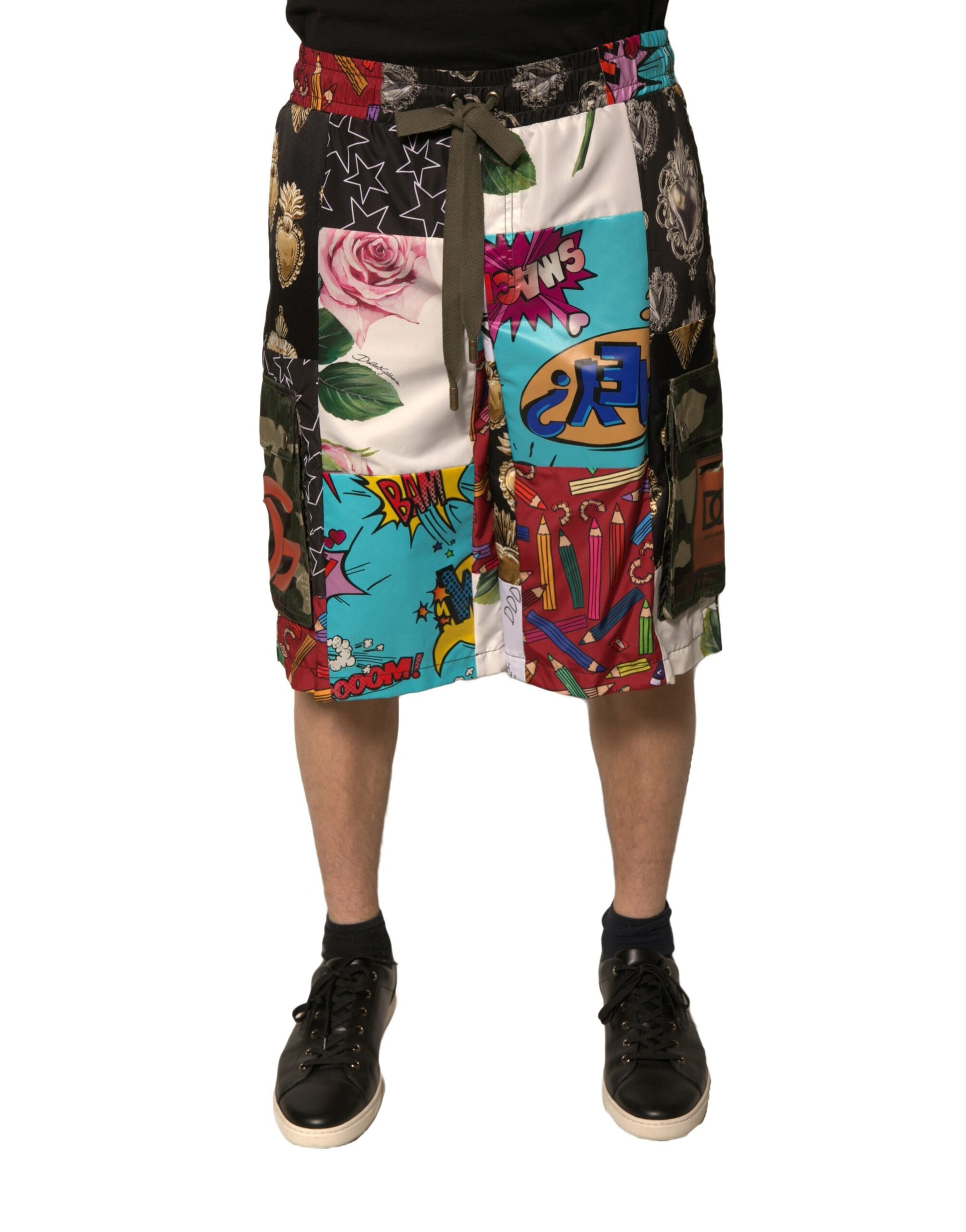 Dolce & Gabbana Multicolor Patchwork Cargo Bermuda Shorts | Regal Royce