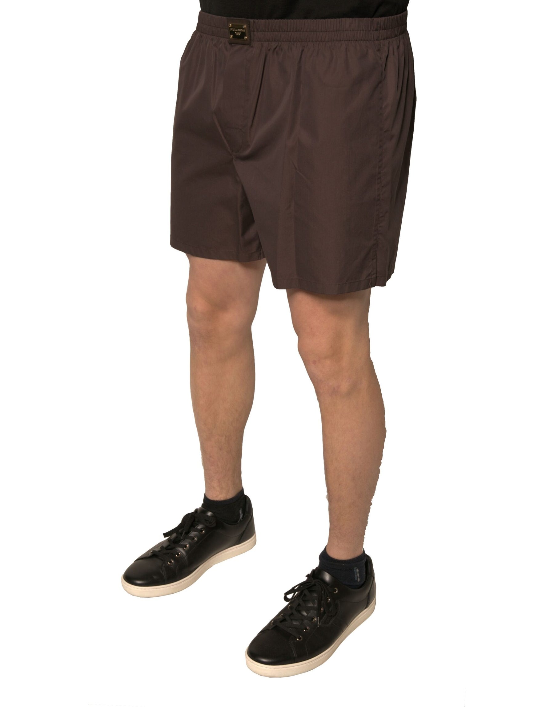 Dolce & Gabbana Brown Cotton Blend Men Mid Waist Shorts | Regal Royce
