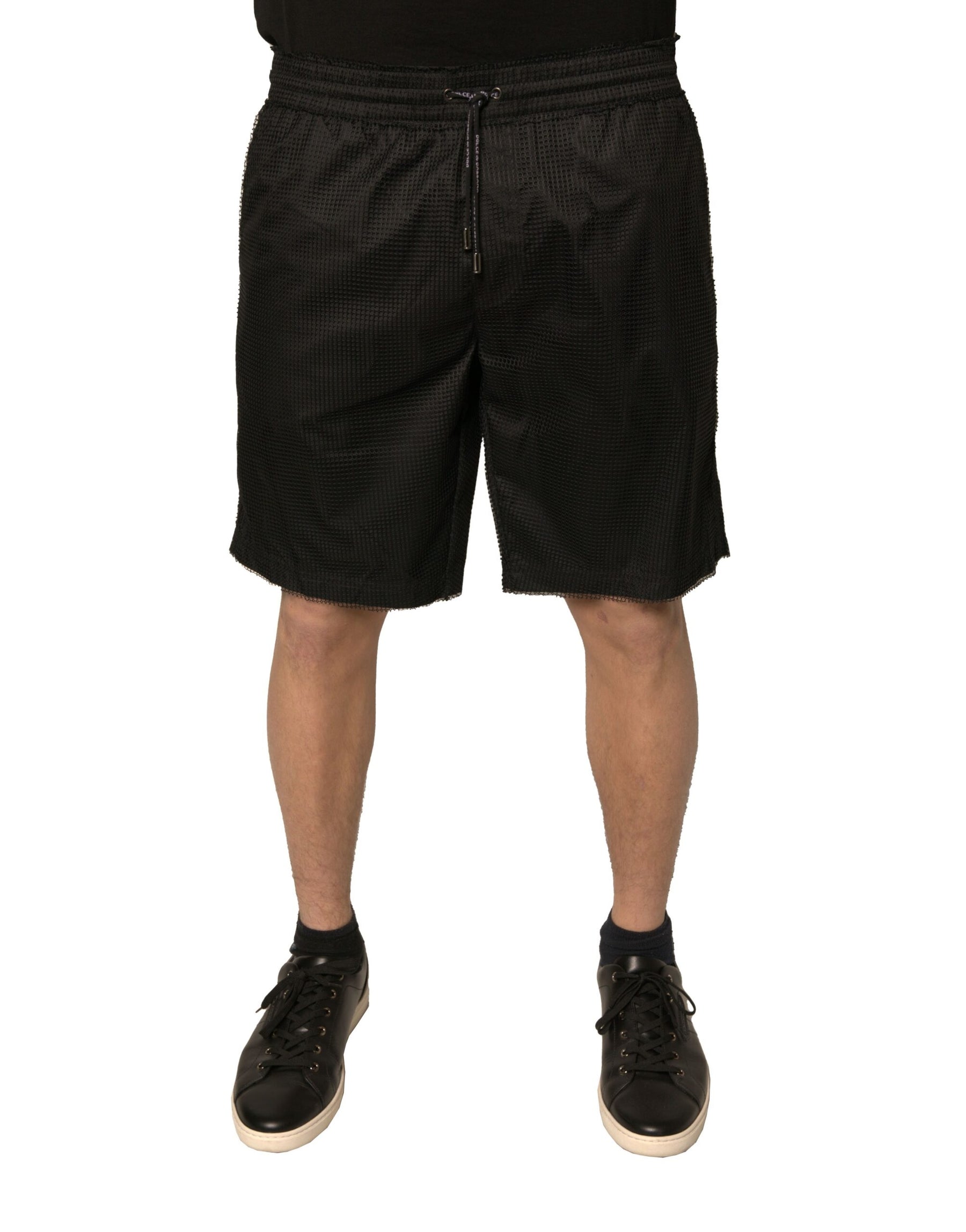 Dolce & Gabbana Black Polyester Jersey Mid Waist Shorts | Regal Royce