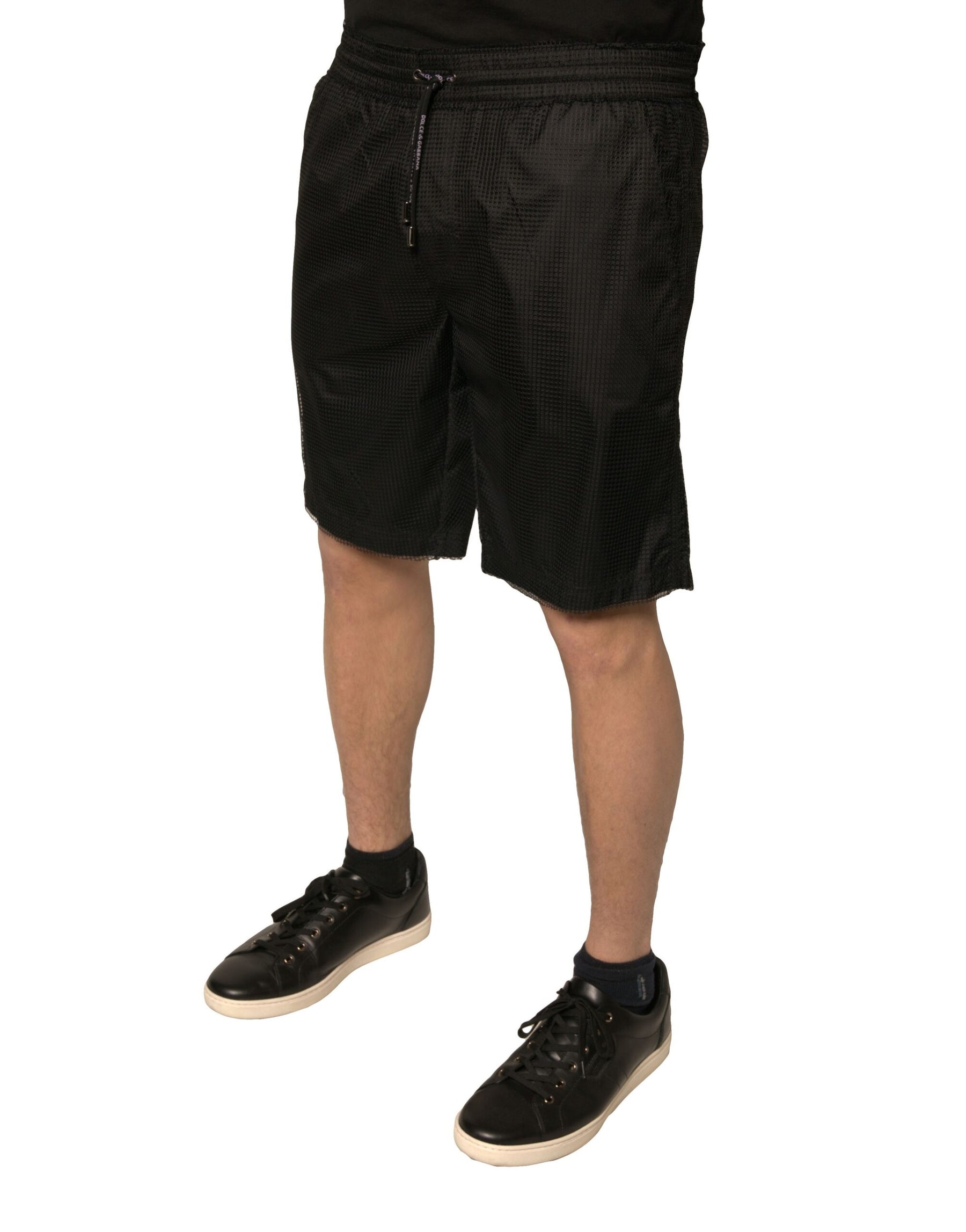 Dolce & Gabbana Black Polyester Jersey Mid Waist Shorts | Regal Royce