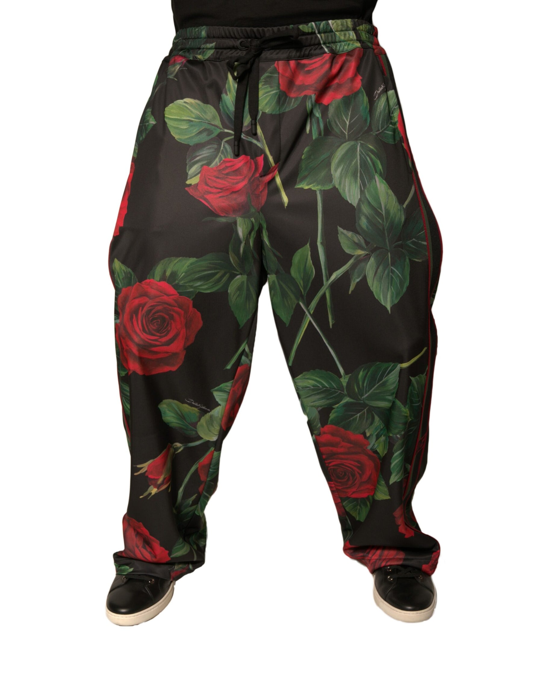 Dolce & Gabbana Black Floral Polyester Jogger Sweatpants Pants | Regal Royce