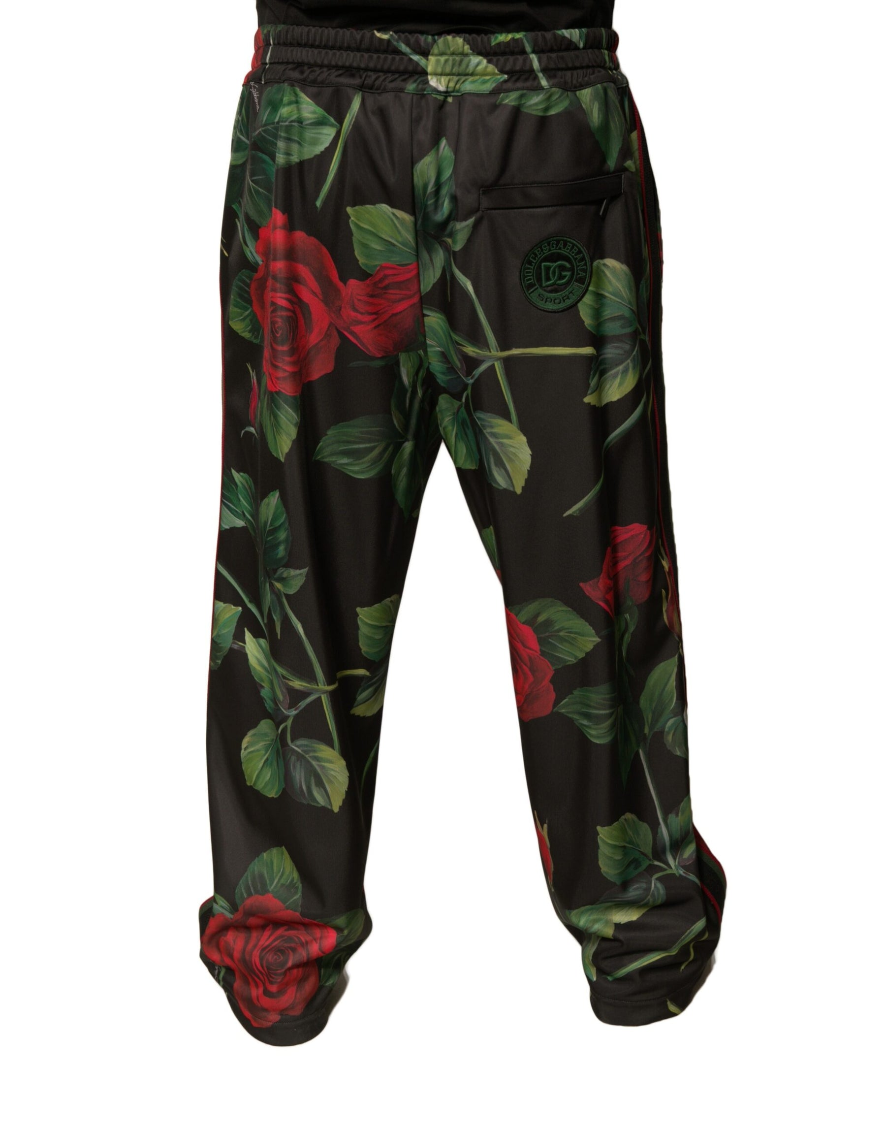 Dolce & Gabbana Black Floral Polyester Jogger Sweatpants Pants | Regal Royce