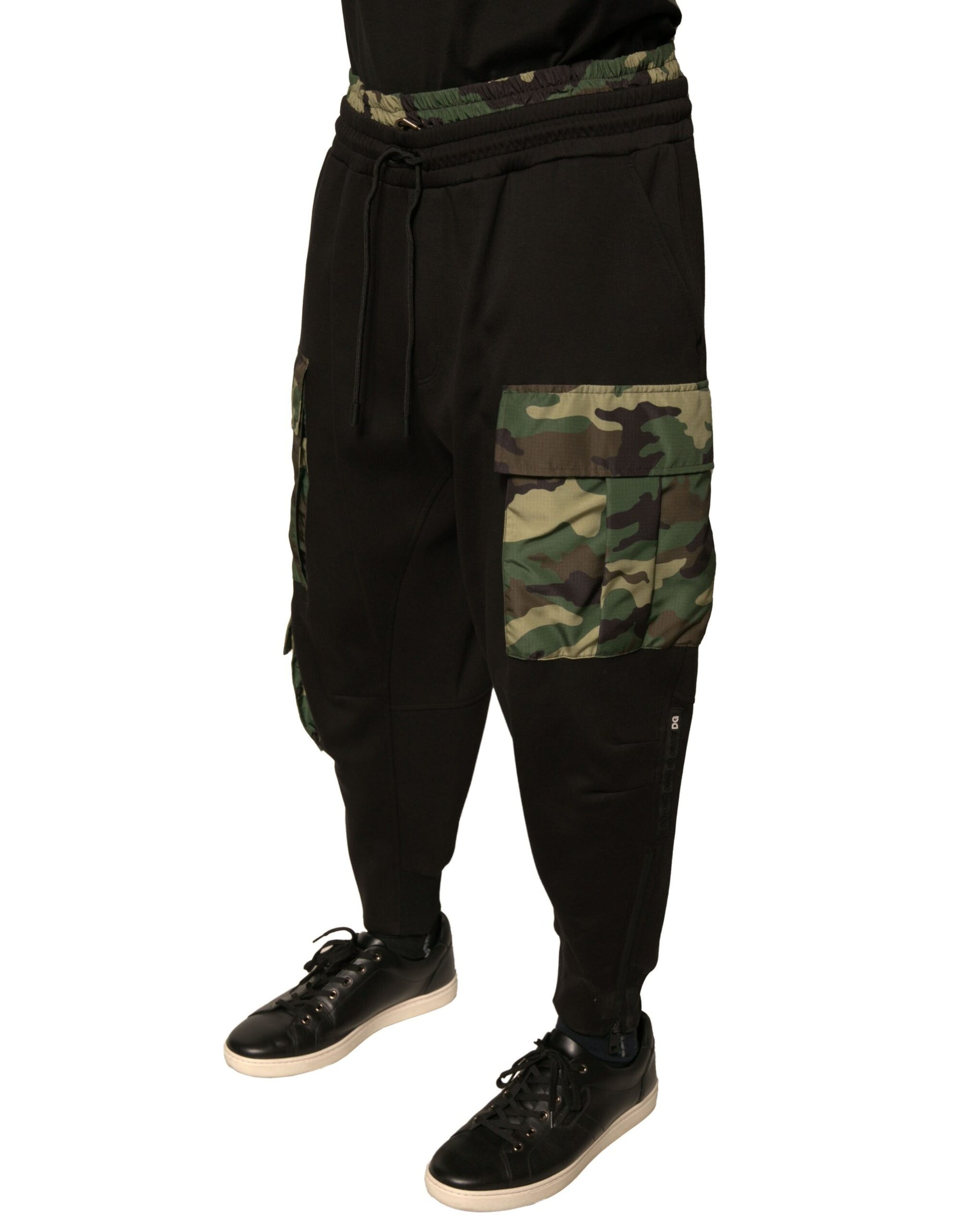 Dolce & Gabbana Black Camouflage Cotton Jogger Cargo Pants | Regal Royce